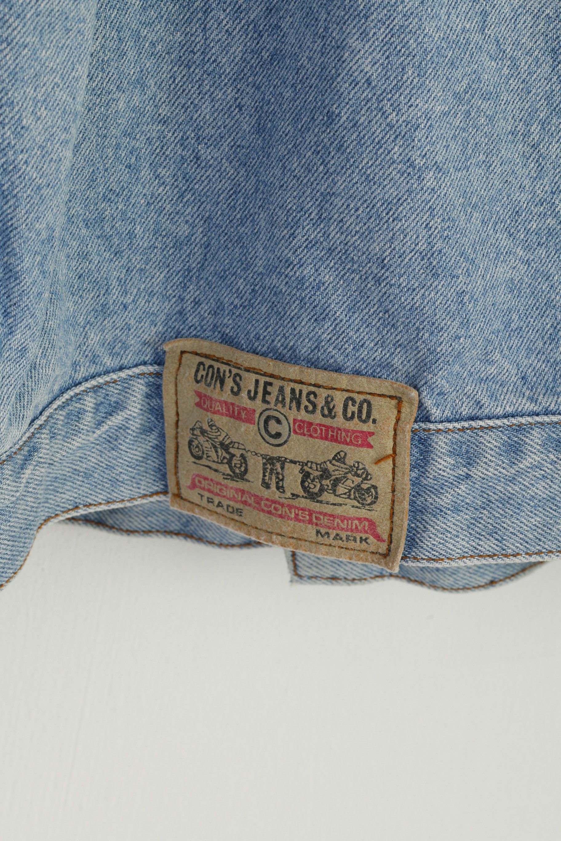 Vintage SUPER CONS Men L Denim Jacket Light Blue Cotton 9555 Size US L / EU 52-54 / 3 - 6 Thumbnail
