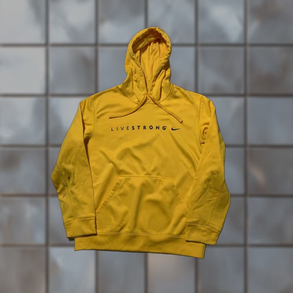 Nike Nike Livestrong Lance Armstrong Cycling Therma Fit Yellow Pullover Hoodie M Men Size US M / EU 48-50 / 2 - 1 Thumbnail