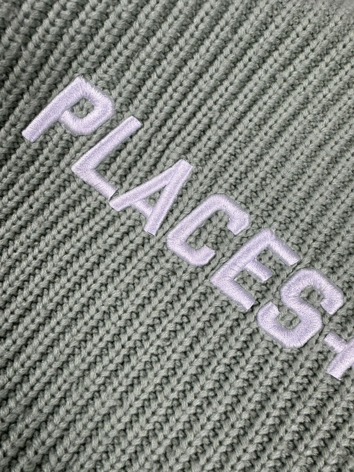 Places + Faces Places + Faces sage green embroidered spellout sweater knit Size US S / EU 44-46 / 1 - 6 Thumbnail