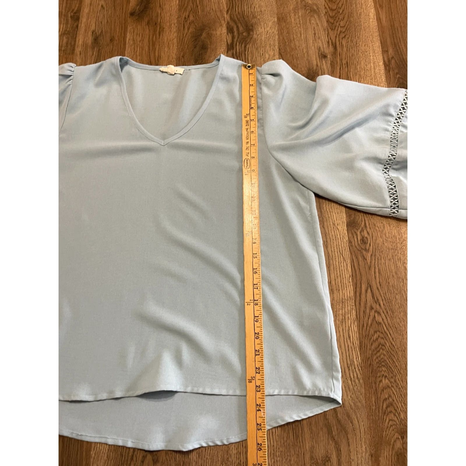 Vintage Gilli Blouse Women's Large Blue V-Neck 3/4 Flared Sleeve Shirt Womens Modern Casual Regular Fit Size L / US 10 / IT 46 - 6 Thumbnail