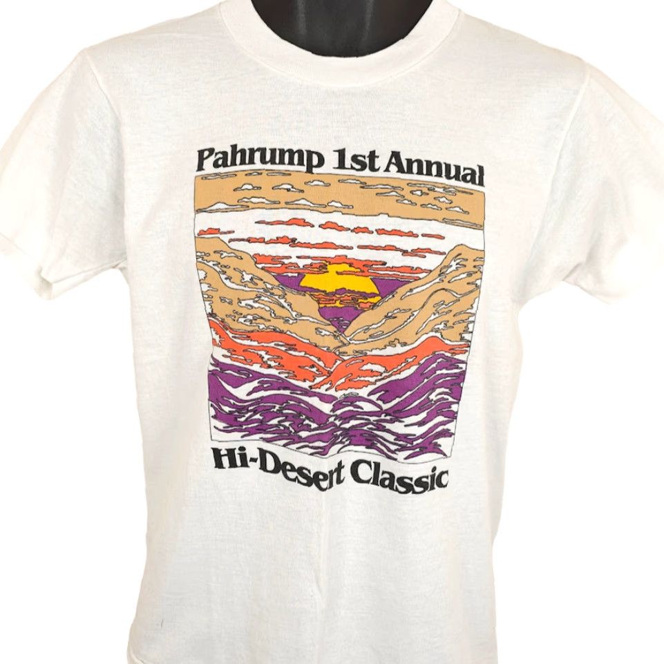 Vintage VINTAGE Pahrump Hi Desert Classic T Shirt Mens Small White 80s Run Marathon Made In USA Size US S / EU 44-46 / 1 - 2 Thumbnail