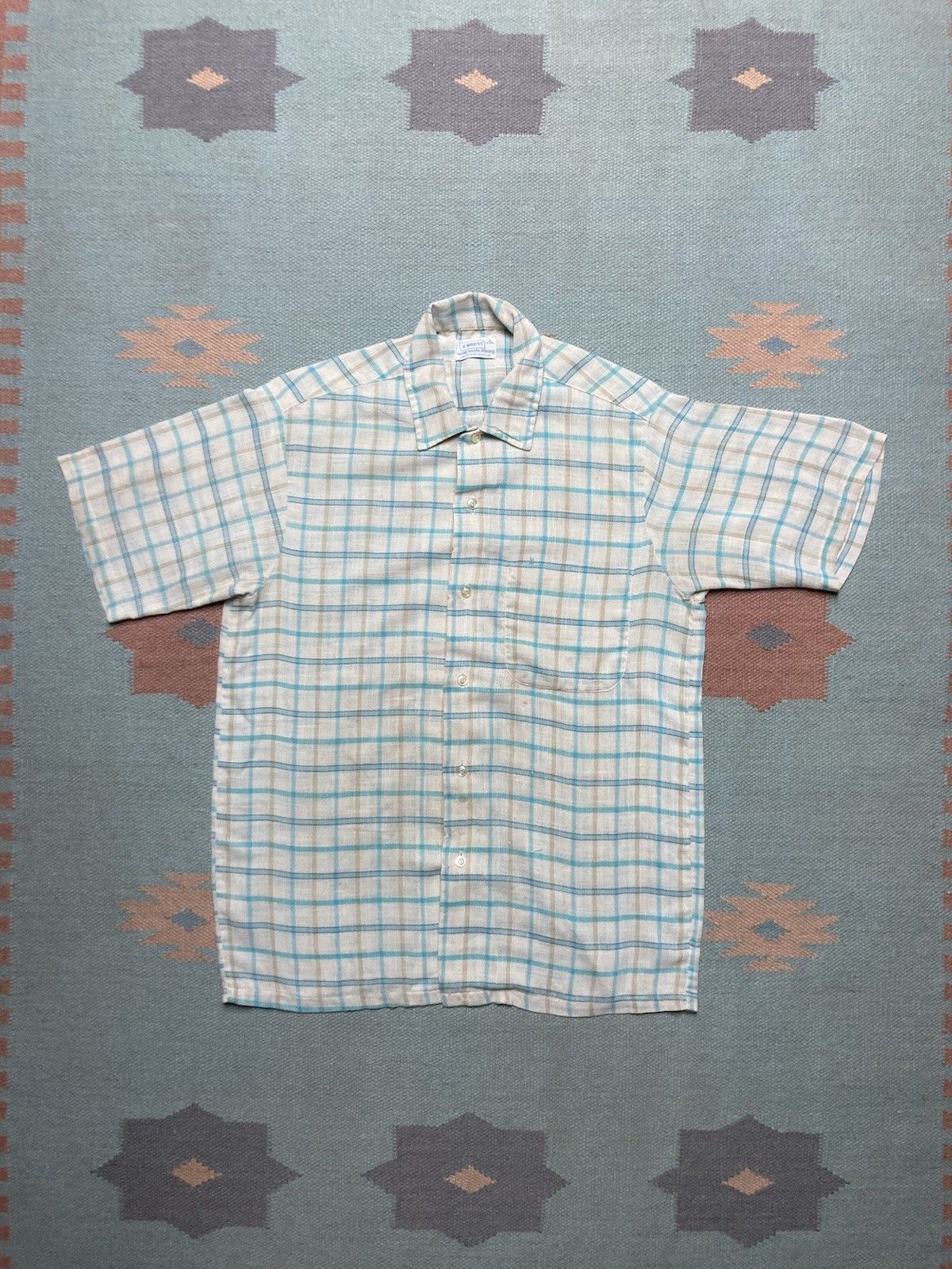 Vintage Vtg 1960s button shirt Brent poly cotton plaid men’s small Size US S / EU 44-46 / 1 - 1 Thumbnail