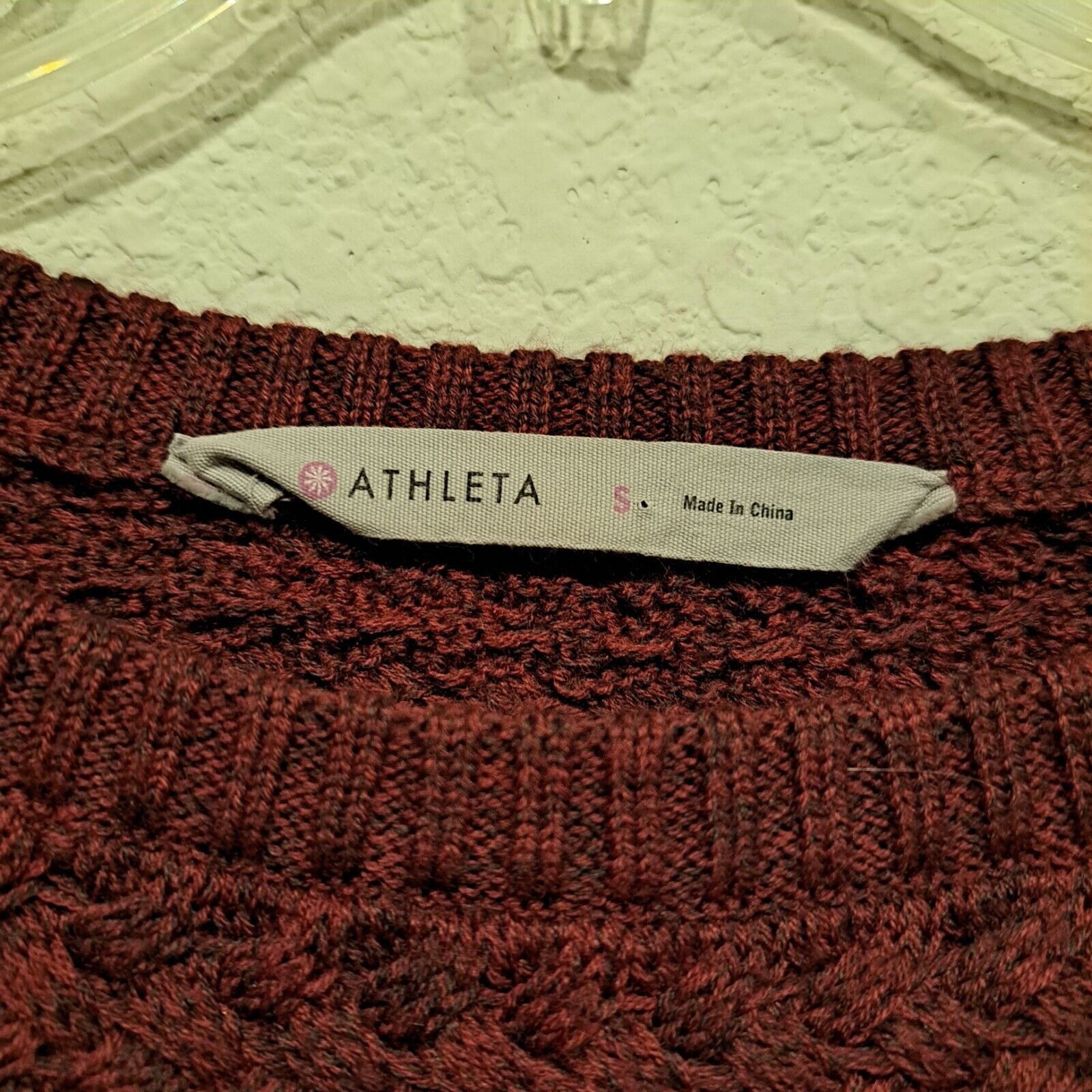 Athleta Athleta Chianti Cypress Basketweave Wool Sweater Burgundy S Size S / US 4 / IT 40 - 3 Thumbnail
