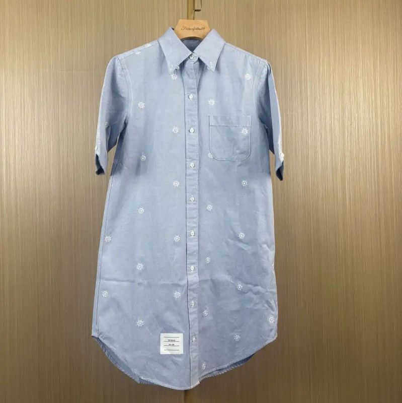 Thom Browne Thom Browne Light Blue Cotton Women's Shirt 0089 Size M / US 6-8 / IT 42-44 - 1 Thumbnail