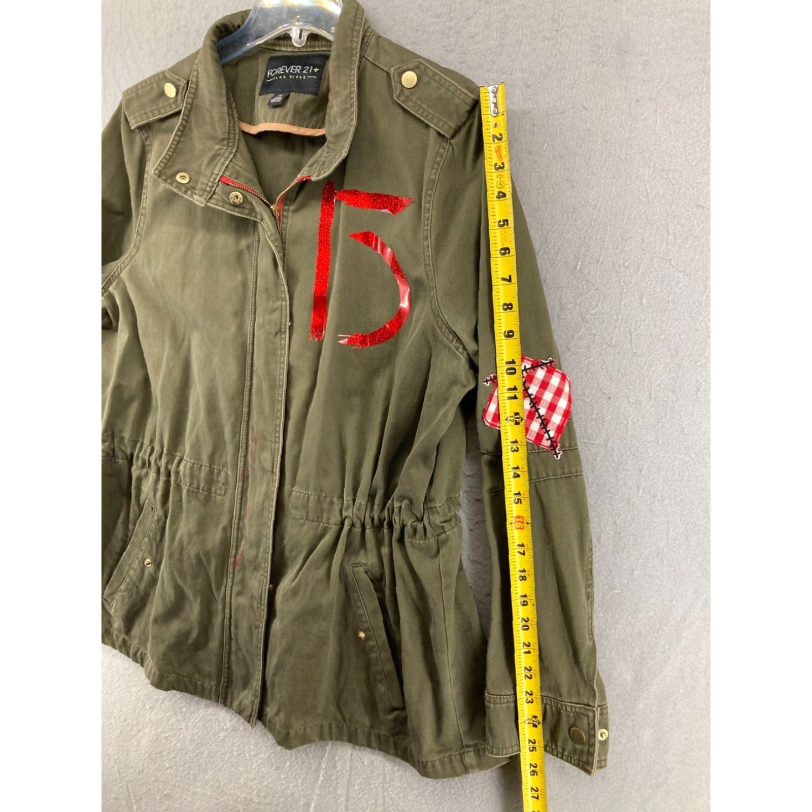 Forever 21 FOREVER 21 Jacket Womens 2X Plus Size Military Style Crystal Lake Horror Green Canvas Cotton Collar Zip Shirt Womens 90s Fashion Size XXL / US 16-18 / IT 52-54 - 4 Thumbnail