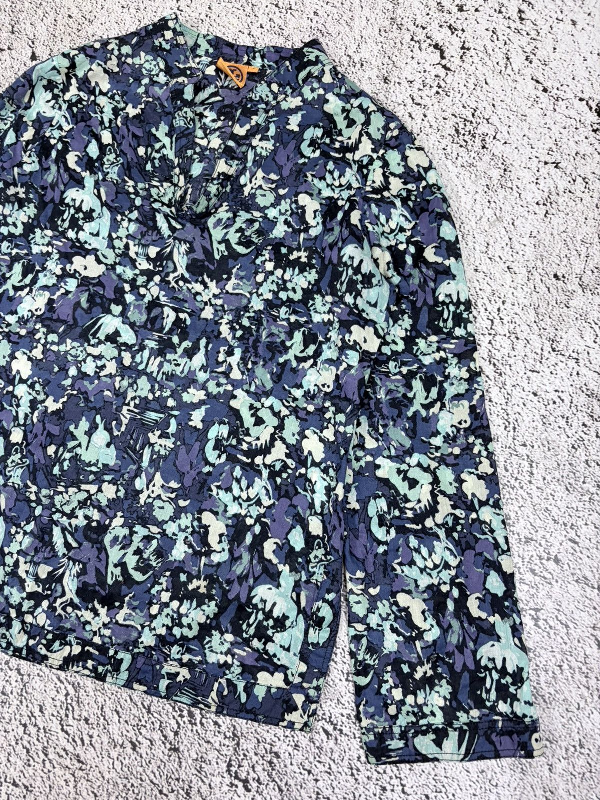 Tory Burch Vintage Tory Burch Blue Abstract Floral Tunics Blouse 12 Size M / US 6-8 / IT 42-44 - 4 Thumbnail