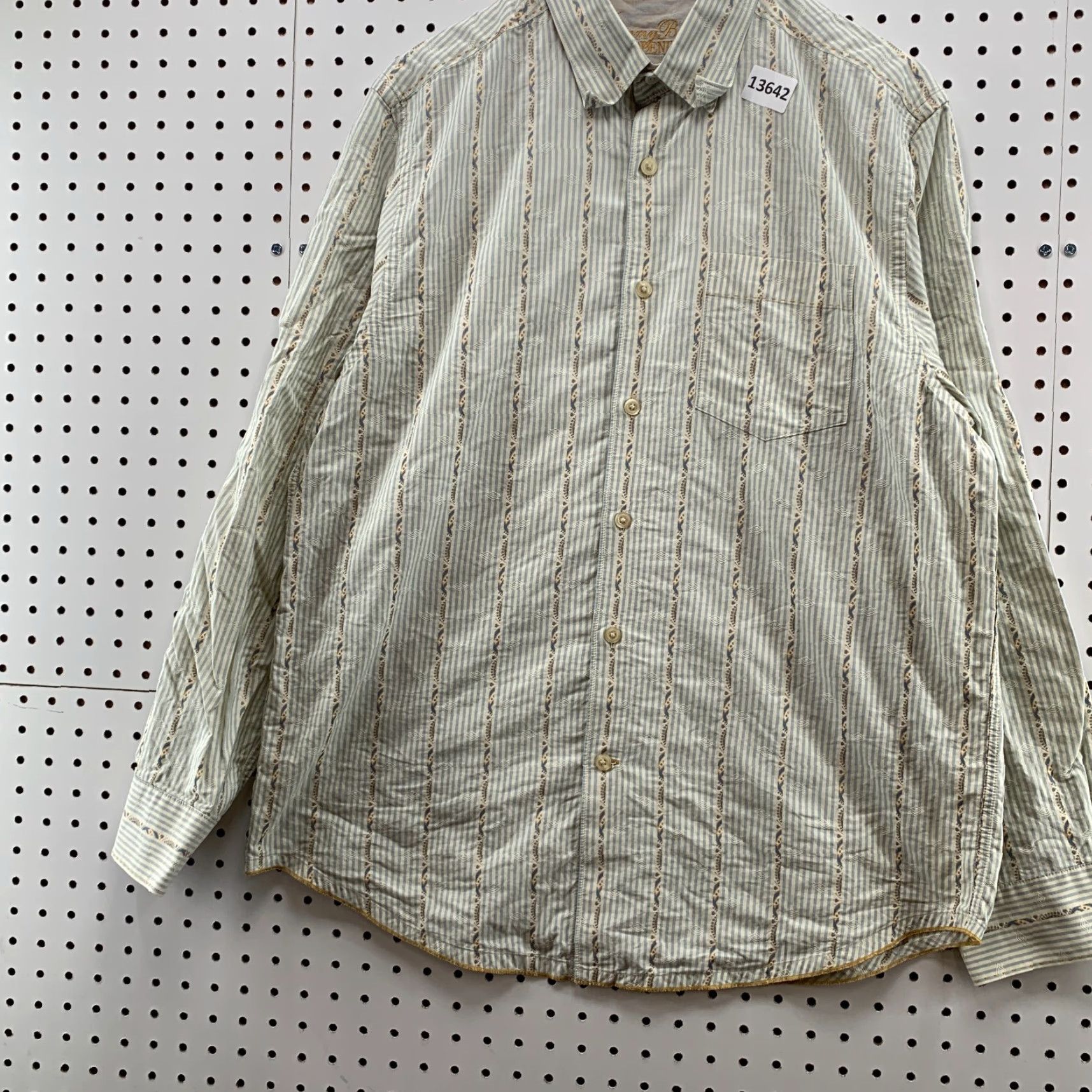 Tommy Bahama Tommy Bahama Button-Up Shirt Gray Long Sleeve Western Large 23.5x31 Mens Regular (L) Cotton Knit Button-Down Collared Plaid Pattern Size US L / EU 52-54 / 3 - 6 Thumbnail