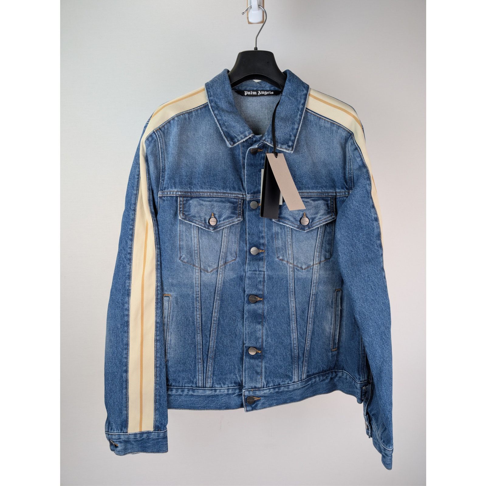 Palm Angels o1rshd1 Indigo Track Denim Jacket in Light Blue / White Size US XS / EU 42 / 0 - 2 Thumbnail