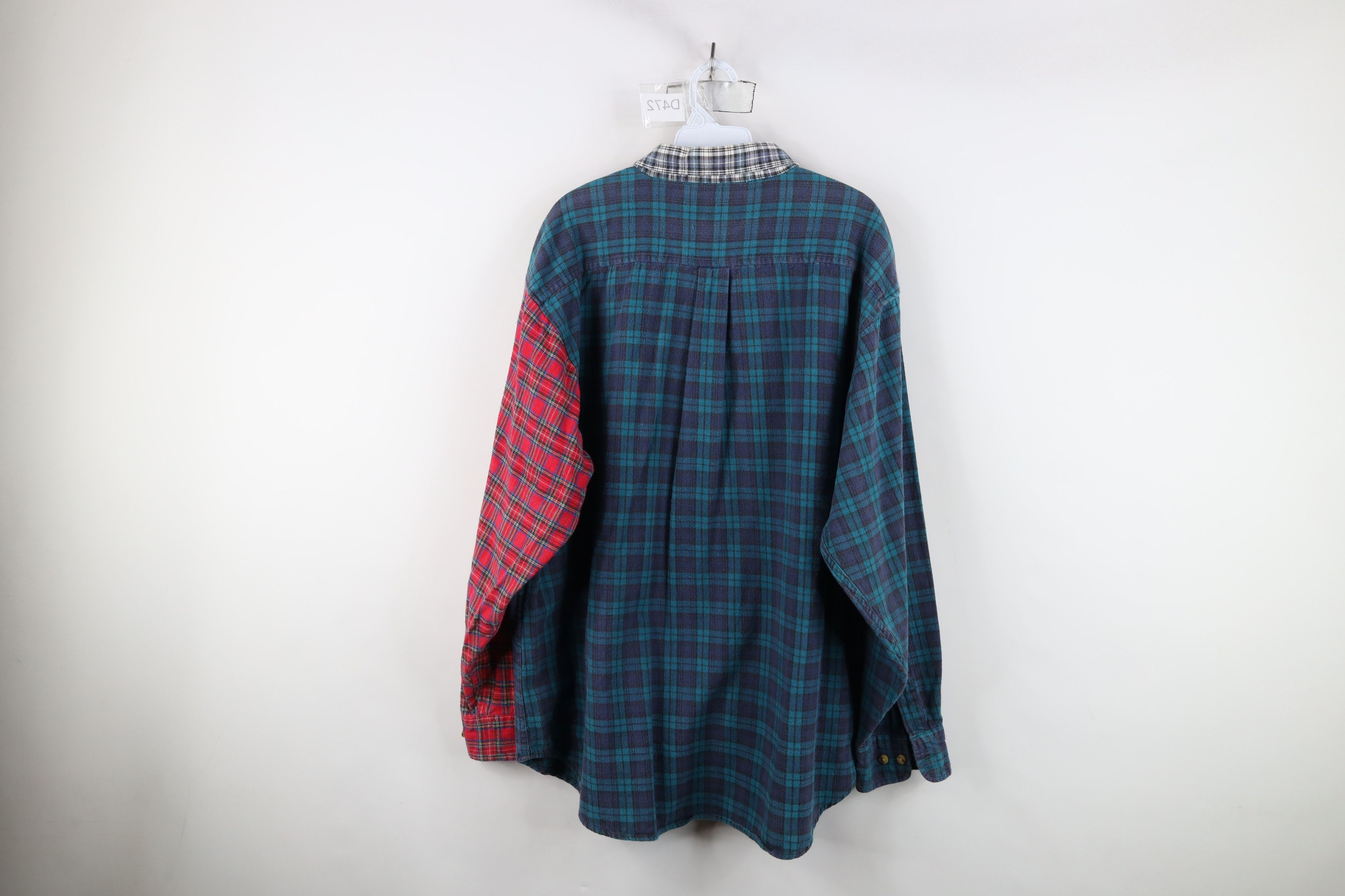 Vintage Vintage 90s Streetwear Cut and Sew Flannel Button Down Shirt Size US XL / EU 56 / 4 - 9 Thumbnail
