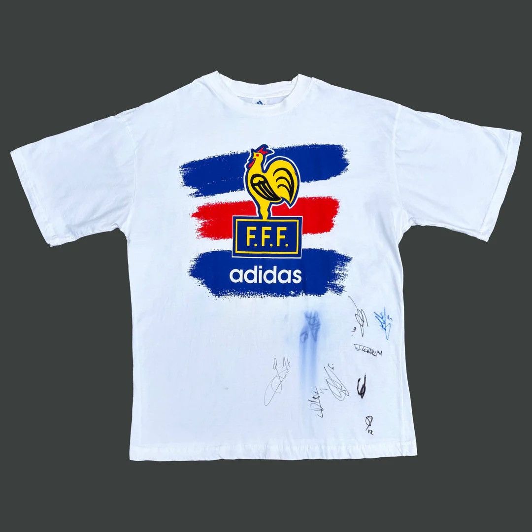 Adidas Adidas World Cup France 1990s Vintage Players Signed T-Shirt Size US XL / EU 56 / 4 - 1 Thumbnail