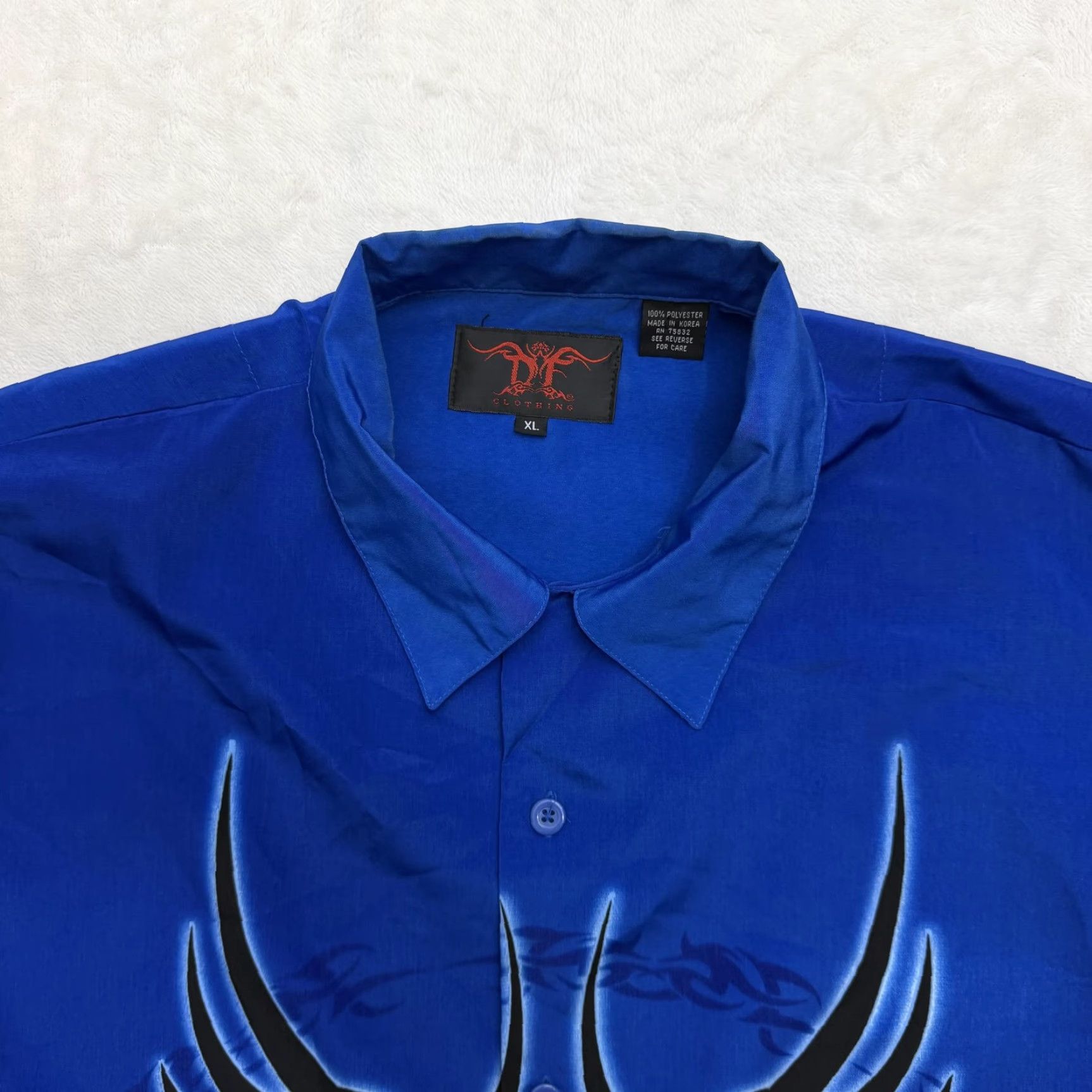 Vintage VINTAGE Dragon Fly Clothing Shirt Mens XL Blue Tribal Tattoo Graphic Button Up Size US XL / EU 56 / 4 - 2 Thumbnail