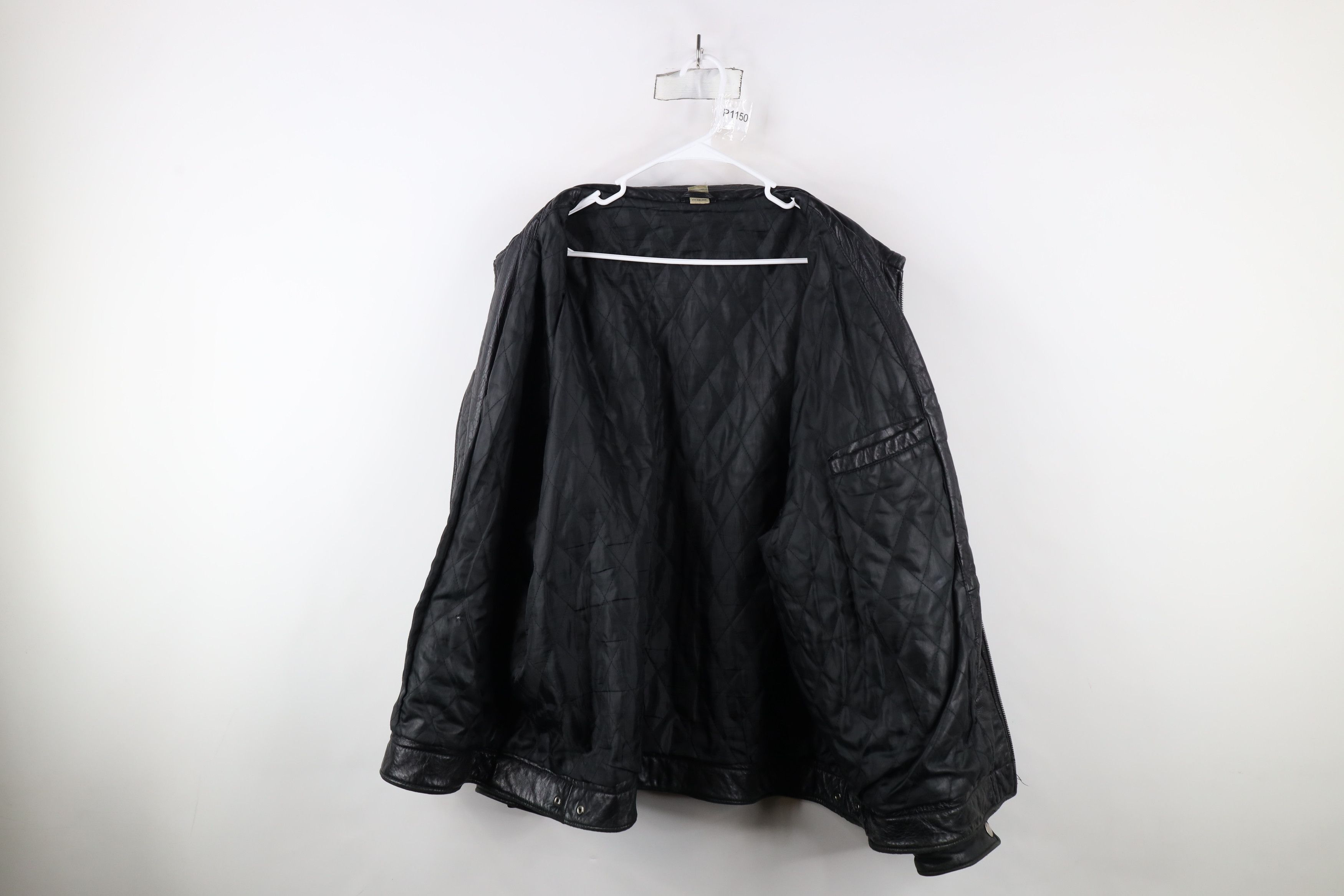 Vintage Vintage 90s Streetwear Quilted Leather Jacket Black AS IS Size US XXL / EU 58 / 5 - 11 Thumbnail