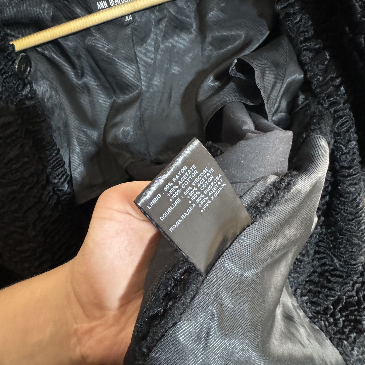 Ann Demeulemeester × Designer 2000s ANN DEMEULEMEESTER BLACK LAMB SHEARLING BELTED COAT Size M / US 6-8 / IT 42-44 - 17 Thumbnail