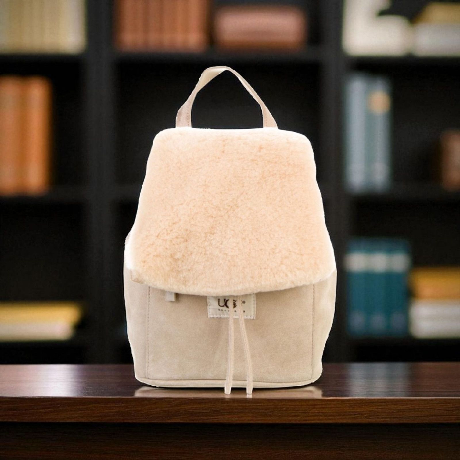 Women's UGG AUSTRALIA beige Suede Shearling Mini Backpack