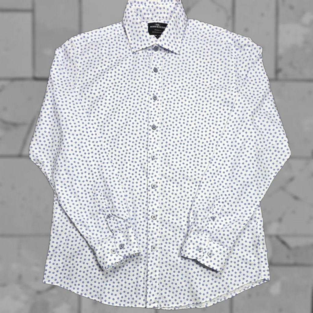 Rodd & Gunn Rodd & Gunn Button Down Shirt Mens L White Geometric Italian Fabric Sports Fit Size US L / EU 52-54 / 3 - 1 Thumbnail