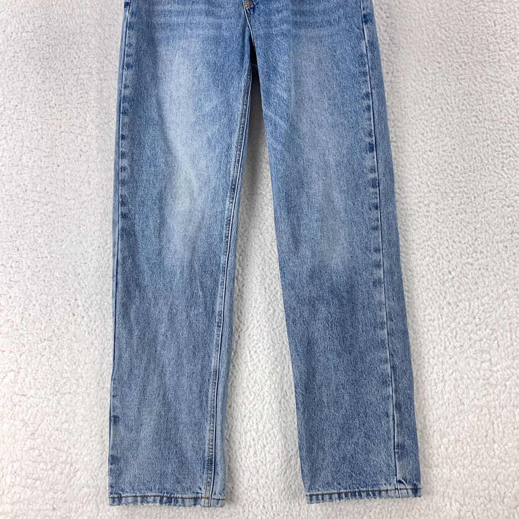 PRINCESS POLLY Princess Polly Jeans Womens Size 2 Blue Denim Wide Leg Mid Rise Casual Loose Jeans Boots Size 26" / US 2 / IT 38 - 3 Thumbnail
