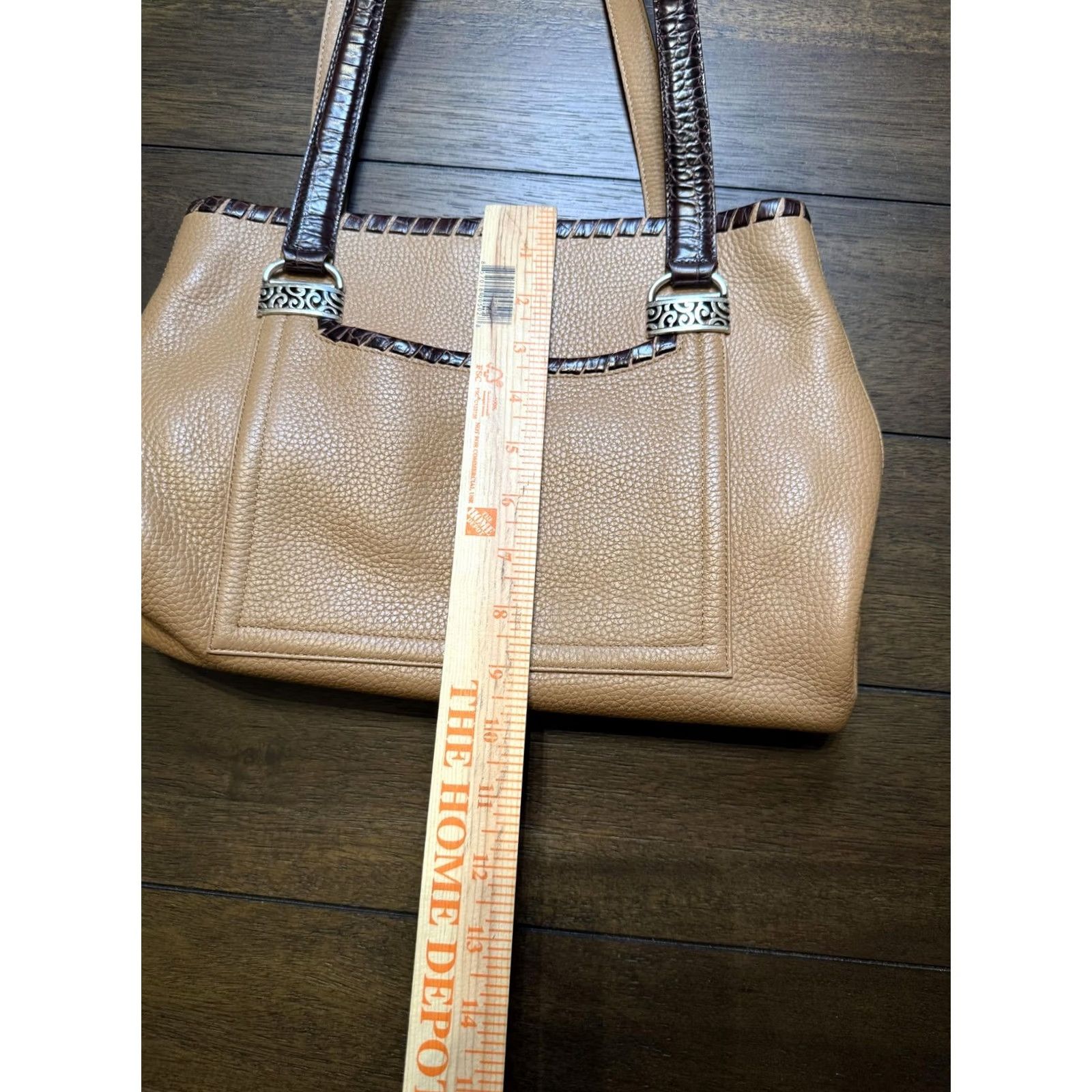 Brighton Brighton Tote Bag Womens Large Tan Leather Shoulder Purse Brown Croc Trim Scroll Size ONE SIZE - 3 Thumbnail