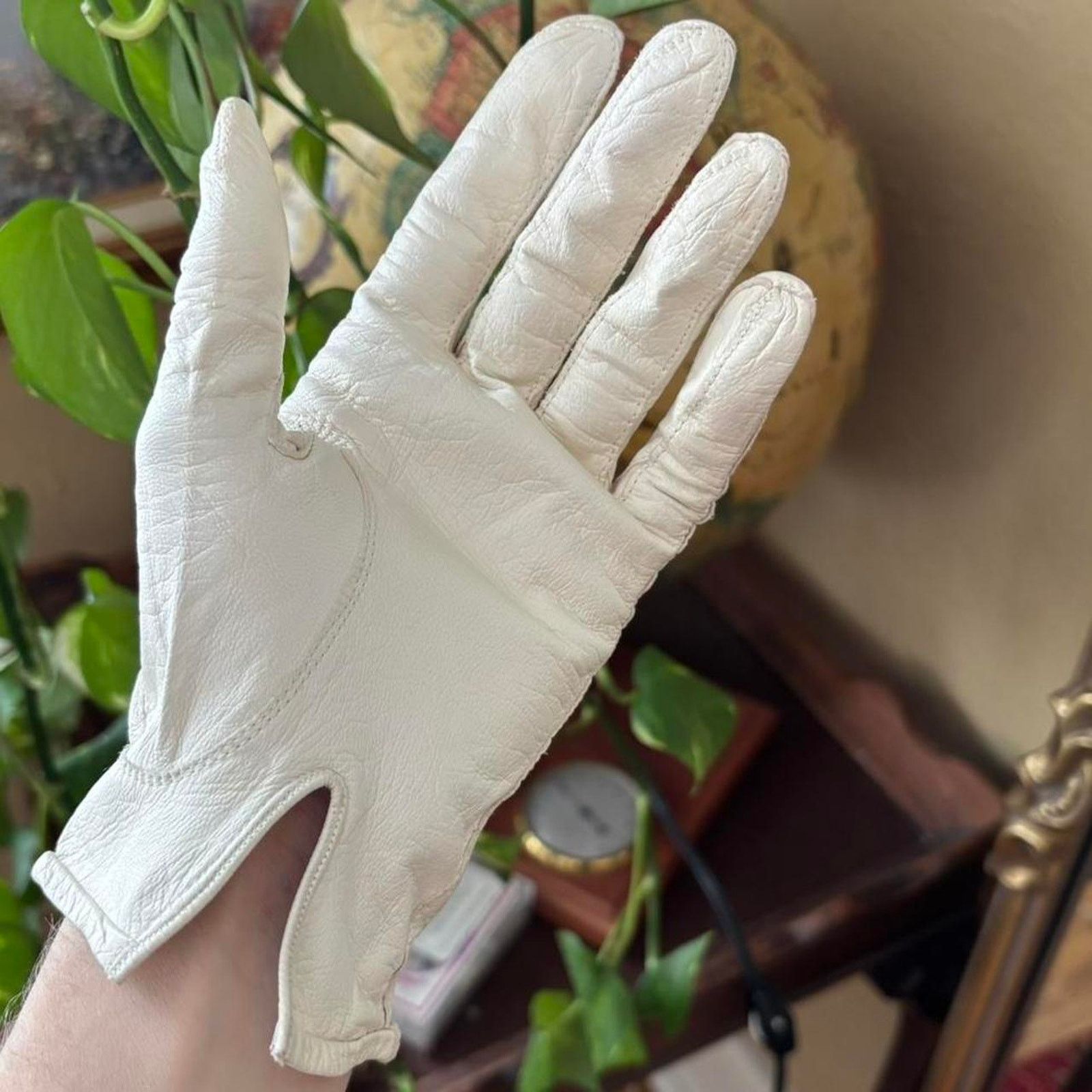 Other Vintage Neustaters Kislav Kid Ivory Leather Driving Gloves 7 Size ONE SIZE - 4 Thumbnail