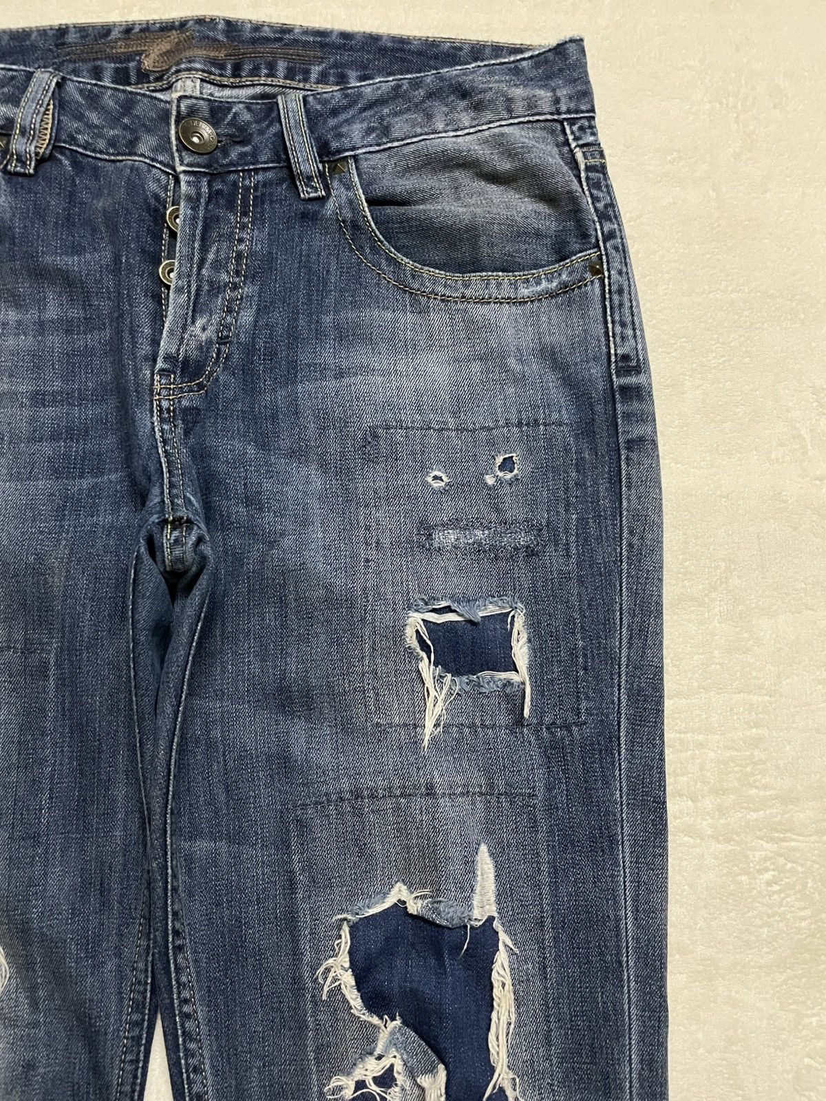 Japanese Brand Vintage Colin’s Distress Ripped Denim Jeans Size US 33 - 4 Thumbnail