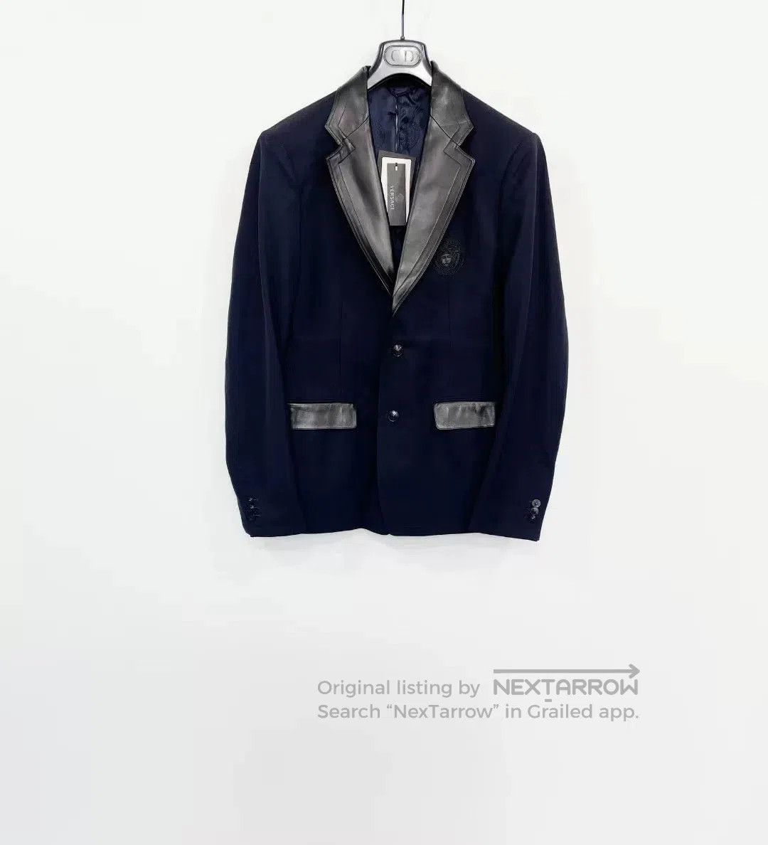 Versace VERSACE Wool Leather Trim Blazer. Size US XL / EU 56 / 4 - 1 Thumbnail