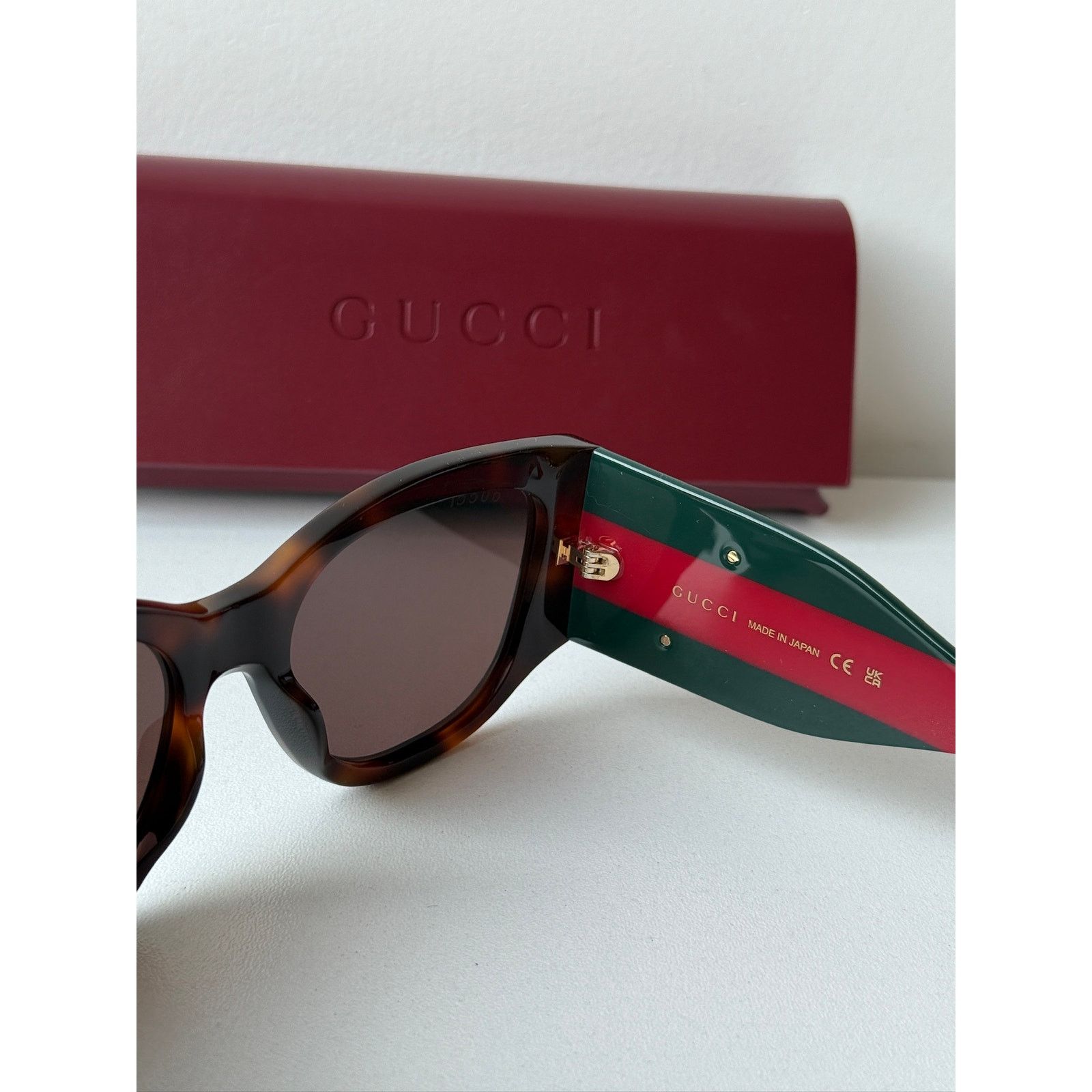 Gucci NEW Gucci GG2115S Havana Thick Leg Striped Sunglasses $480 Size ONE SIZE - 6 Thumbnail