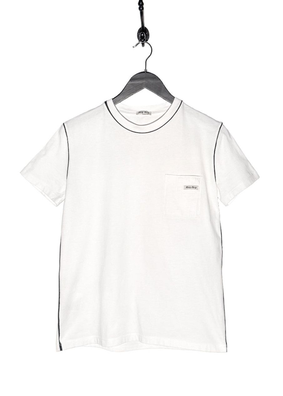 Miu Miu Miu Miu 2018 White T-shirt with Logo Detail Size M / US 6-8 / IT 42-44 - 1 Thumbnail