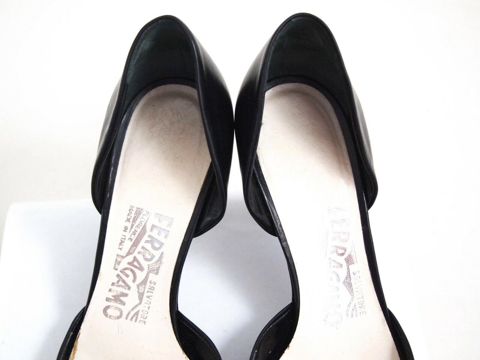 Salvatore Ferragamo Ferragamo High Heel Pumps Black Leather Womens US 7.5 EU 38 Size US 7.5 / IT 37.5 - 5 Thumbnail