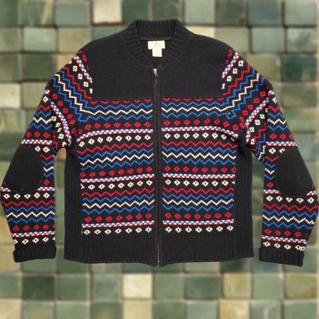 Vintage VINTAGE Limited America Wool Sweater Womens Large Black 90% Lambswool Fair Isle Nordic Geometric Size L / US 10 / IT 46 - 1 Thumbnail
