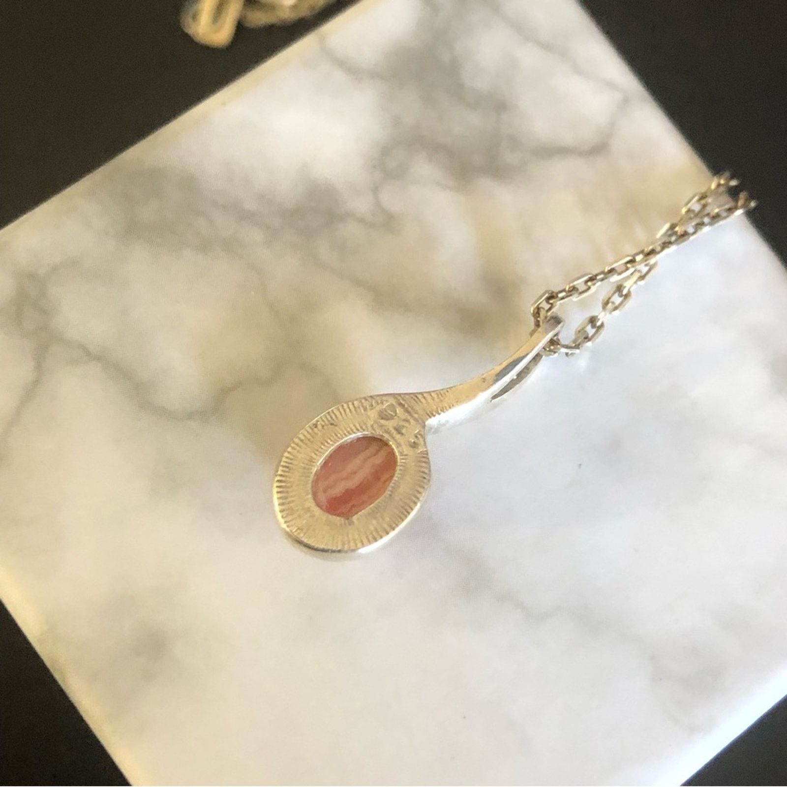 Jewelry Rhodochrosite oval stone 925 swirl pendant necklace Size ONE SIZE - 5 Thumbnail