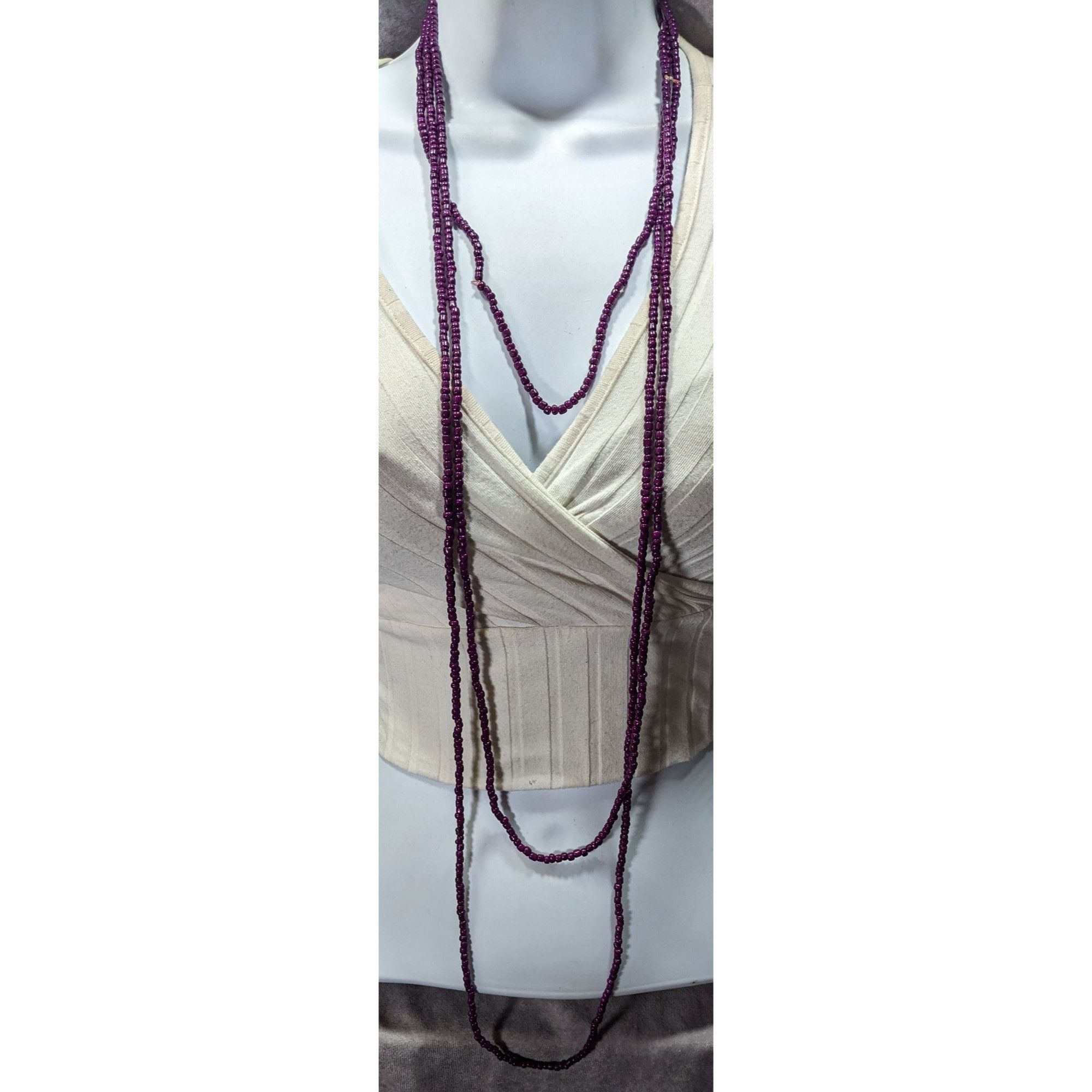 Other Eggplant Purple Glass Beaded Necklace Set Of 3 Size ONE SIZE - 1 Thumbnail