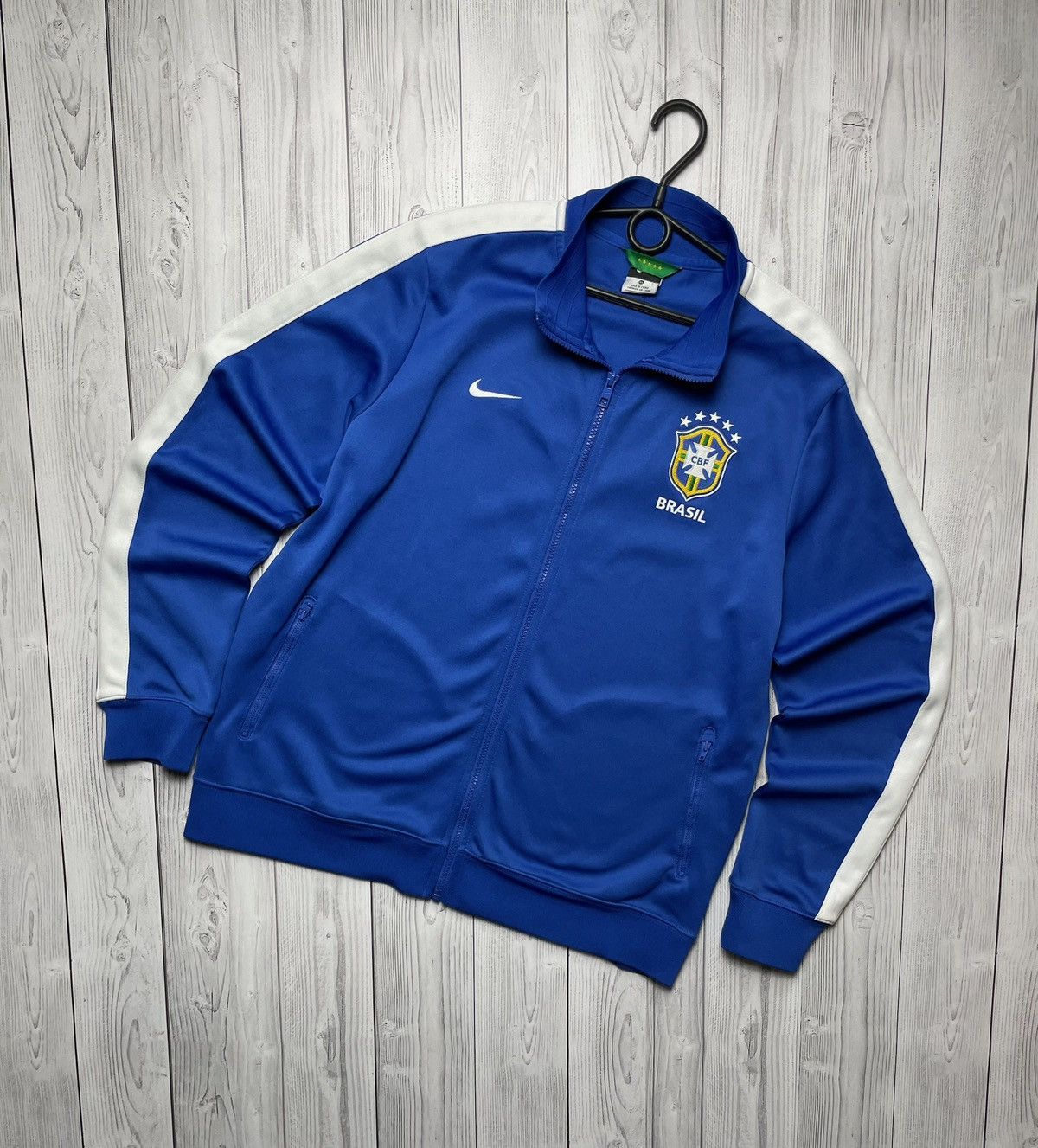 Vintage Vintage Brasil Nike track jacket soccer Brazil Blue rare XL Size US XL / EU 56 / 4 - 2 Thumbnail