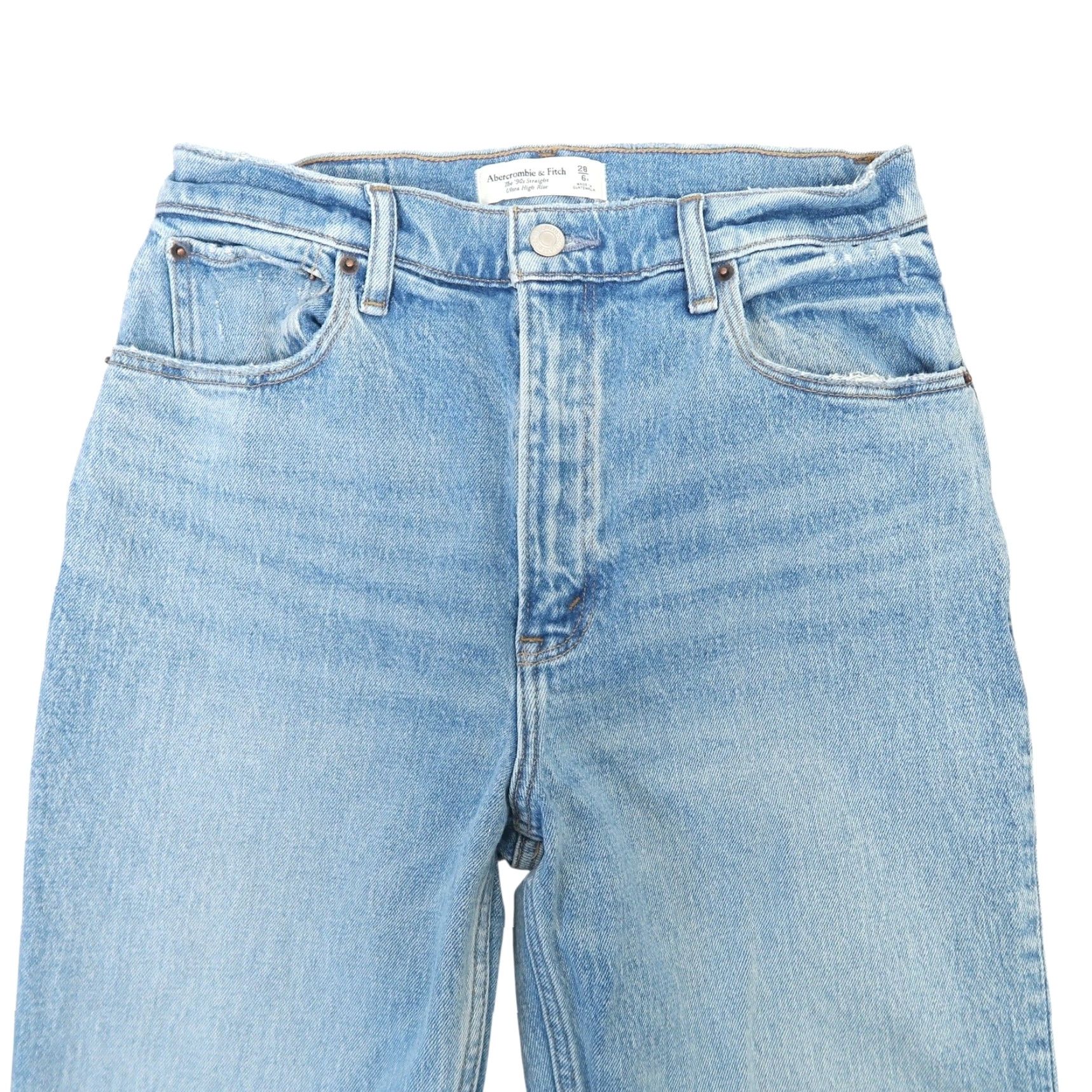 Abercrombie & Fitch Abercrombie & Fitch The 90s Straight Ultra High Rise Light Wash Jeans 90s Womens Jeans 28 in Waist 31 in Inseam - Size 6 Blue Size 28" / US 6 / IT 42 - 2 Thumbnail