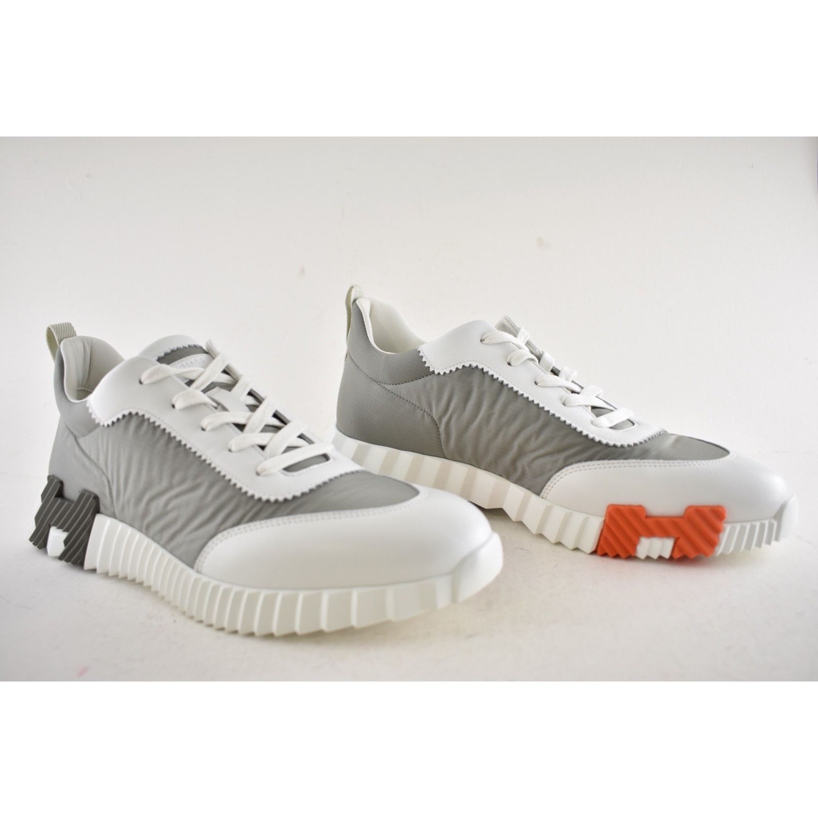 Hermes Mens Bouncing Sneaker Etoupe Blanc White Grey H Logo Lace Up Size US 11 / EU 44 - 7 Thumbnail