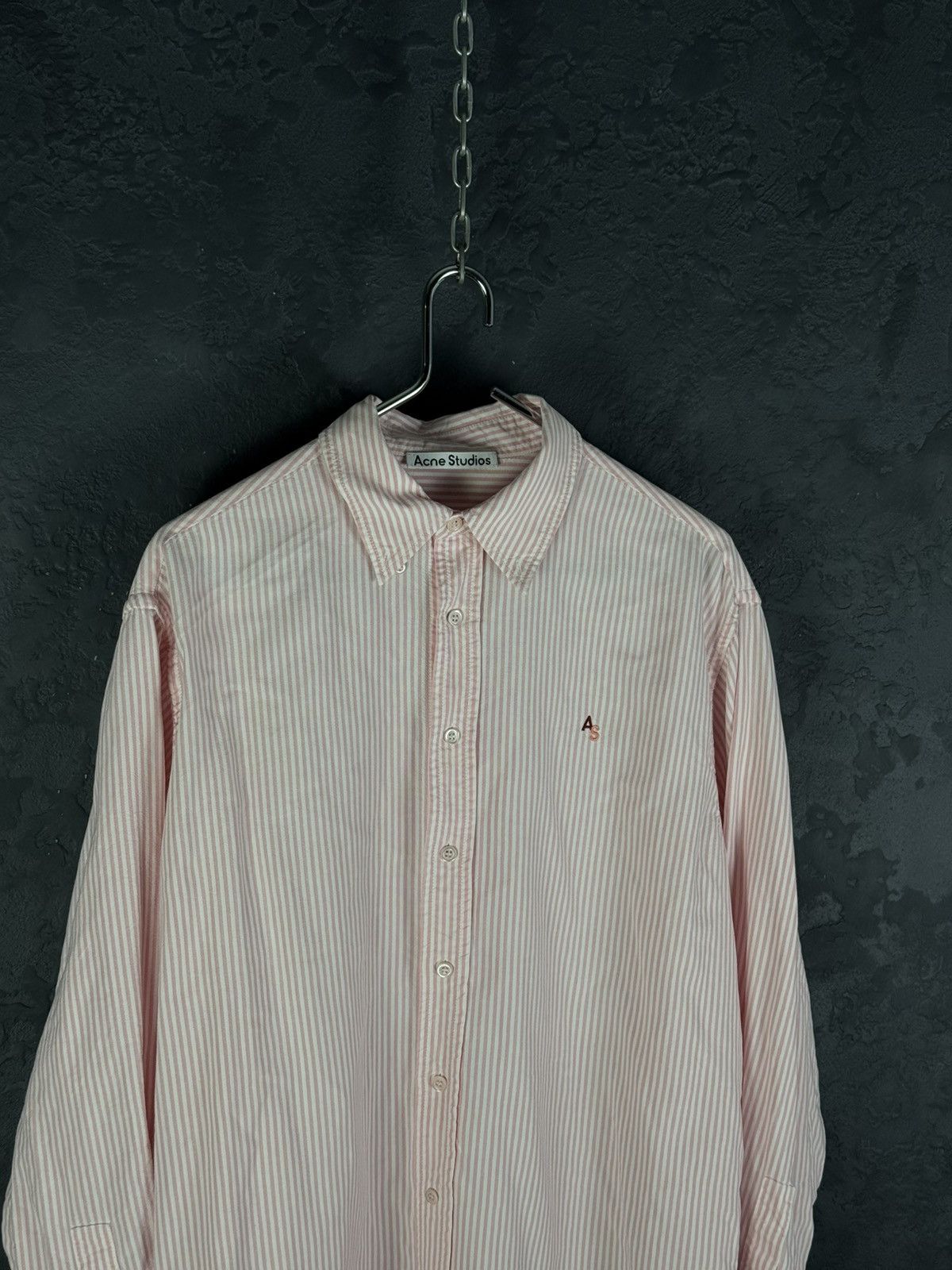 Acne Studios Acne Studios Oversized Logo Striped Lyocell Shirt Size US S / EU 44-46 / 1 - 5 Thumbnail