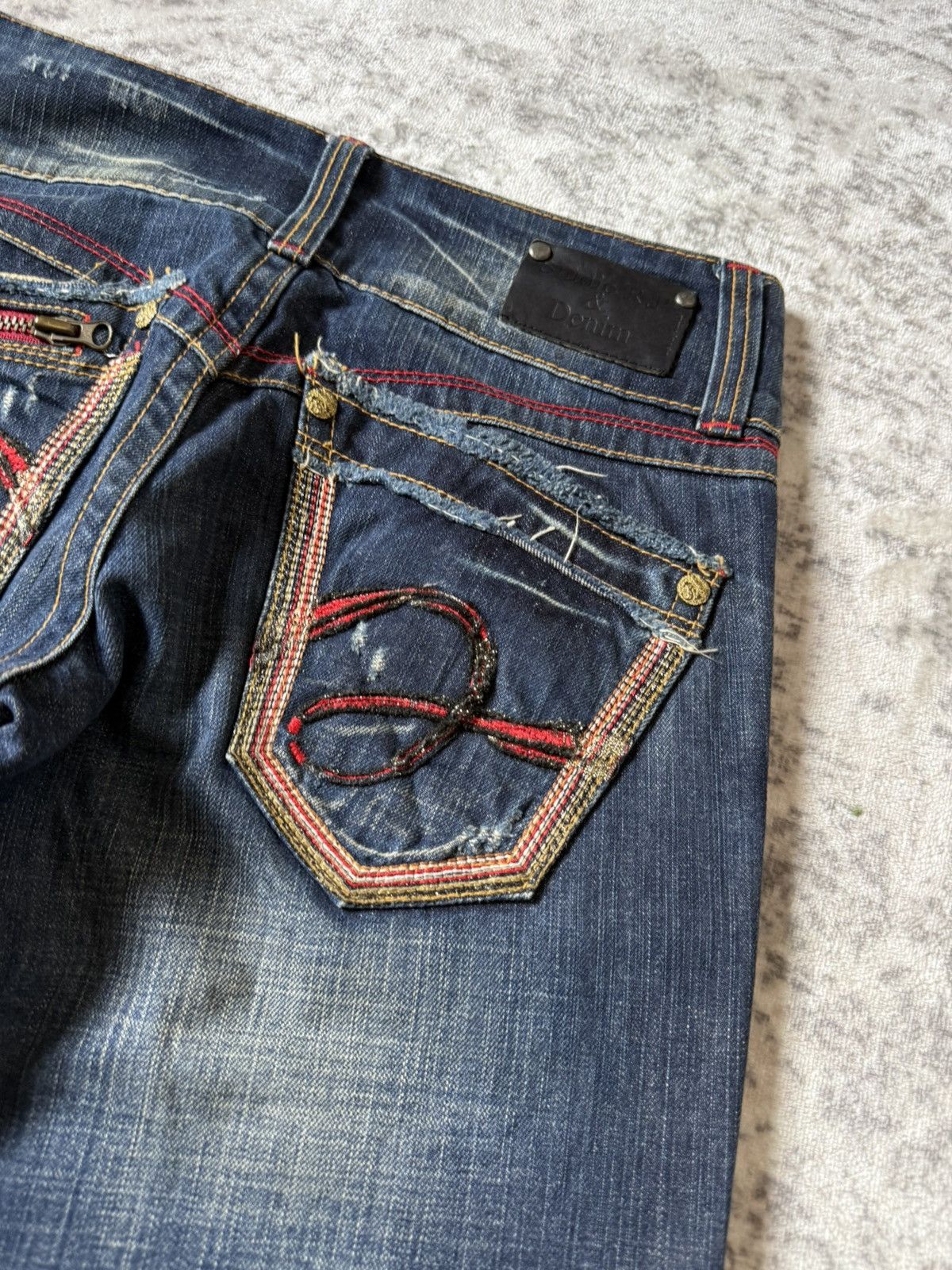 Le Grande Bleu (L.G.B.) Studio R.P Muddy Wash Wide Leg Flared Jeans Size US 28 / EU 44 - 13 Thumbnail