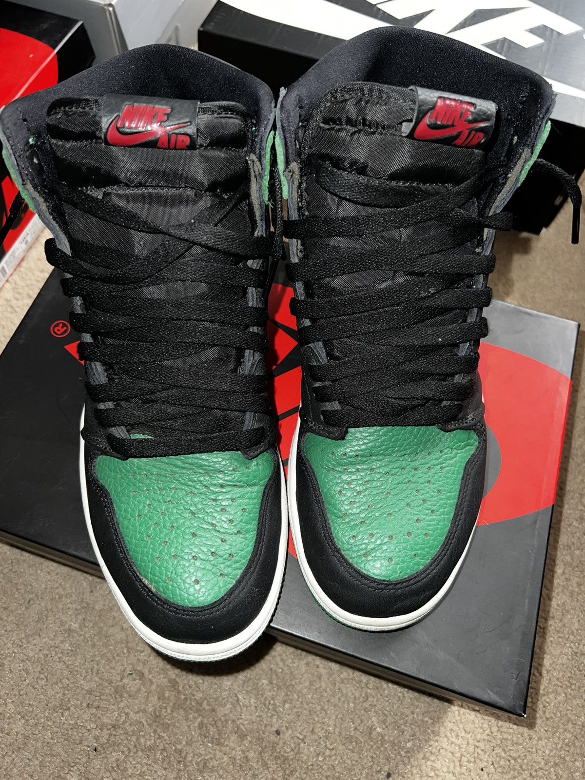 image of Jordan Nike Jordan 1 Pine Green 2.0 Shoes in Black, Men's (Size 8)