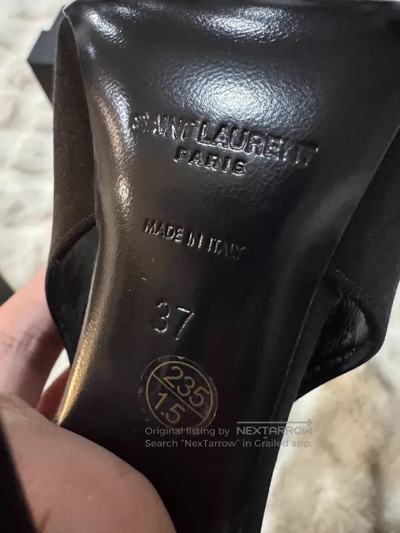 Saint Laurent Paris Saint Laurent Paris Black Satin Crystal Rhinestone High He Size US 6.5 / IT 36.5 - 7 Thumbnail