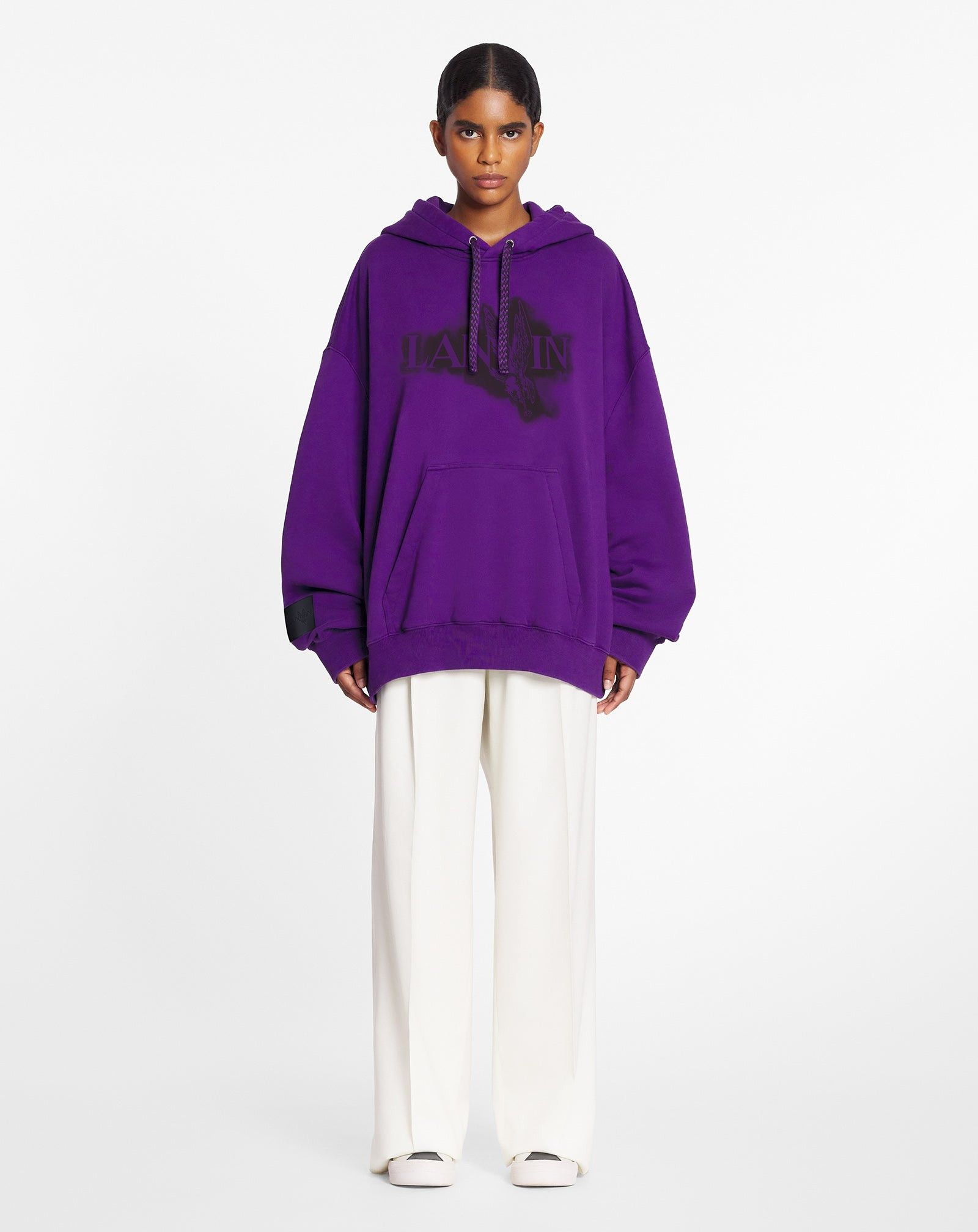 Lanvin o1mle0825 Unisex Baggy Eagle Print Hoodie in Purple Size US XXS / EU 40 - 2 Thumbnail
