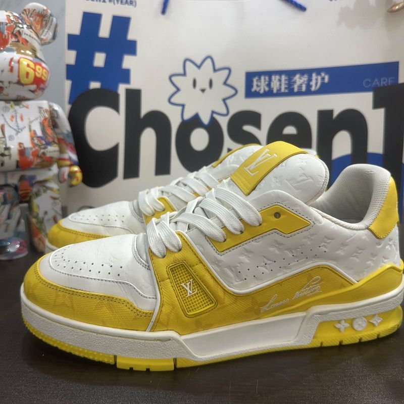Louis Vuitton Louis Vuitton Yellow and White Low-Top Sneakers 0089 Size US 8 / EU 41 - 1 Thumbnail