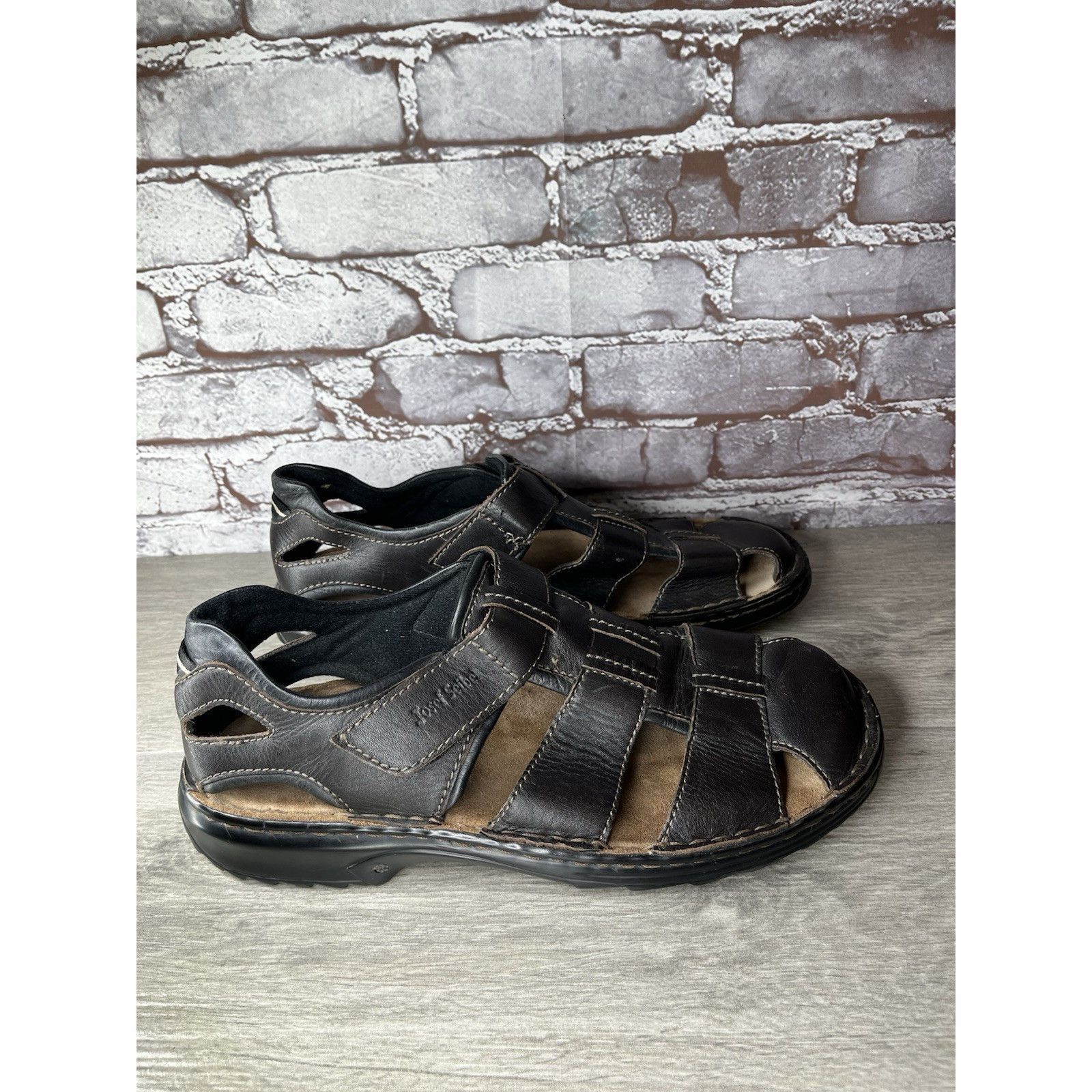 JOSEF SEIBAL Josef Seibel Jeremy Brown Leather Fisherman Strap Sandals Me Size US 12 / EU 45 - 8 Thumbnail