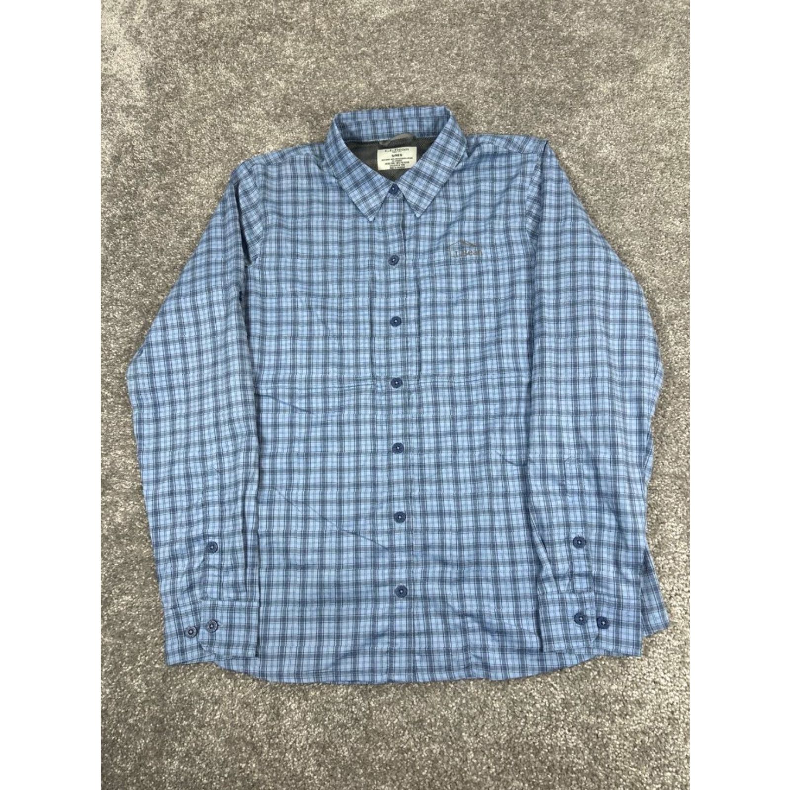 Vintage L.L.Bean Shirt Mens Small Blue Button Up Hiking Quick Dry Casual Plaid Pattern Long Sleeve Button-Up Collared Mens Regular Blue 90s? Size US S / EU 44-46 / 1 - 2 Thumbnail