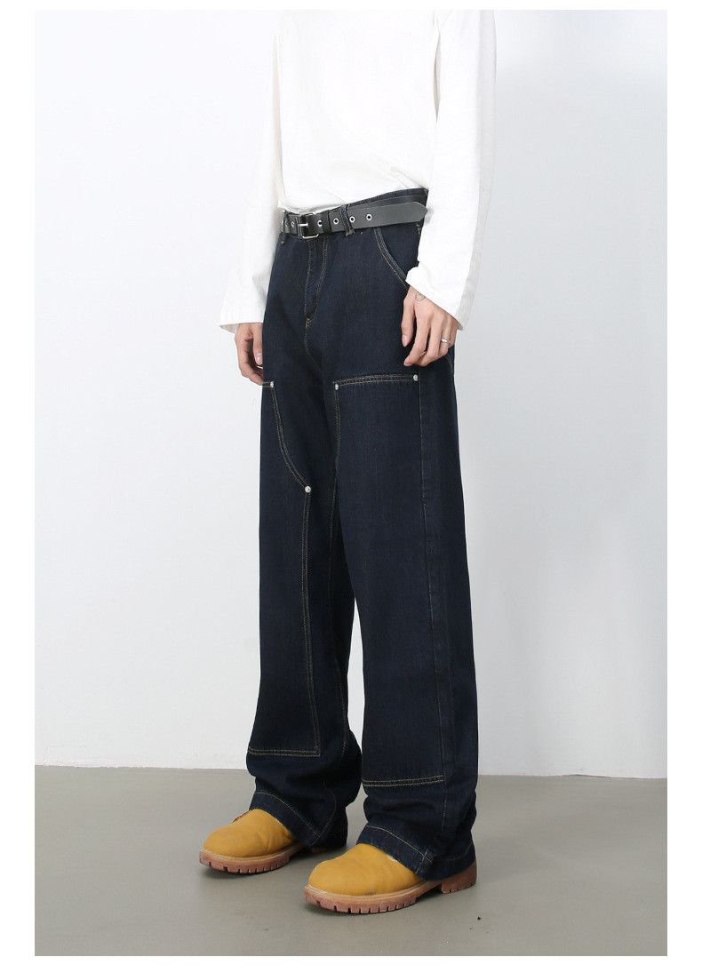 Japanese Brand Retro Men's American Loose Straight Leg Cargo Jeans Size US 32 / EU 48 - 3 Thumbnail