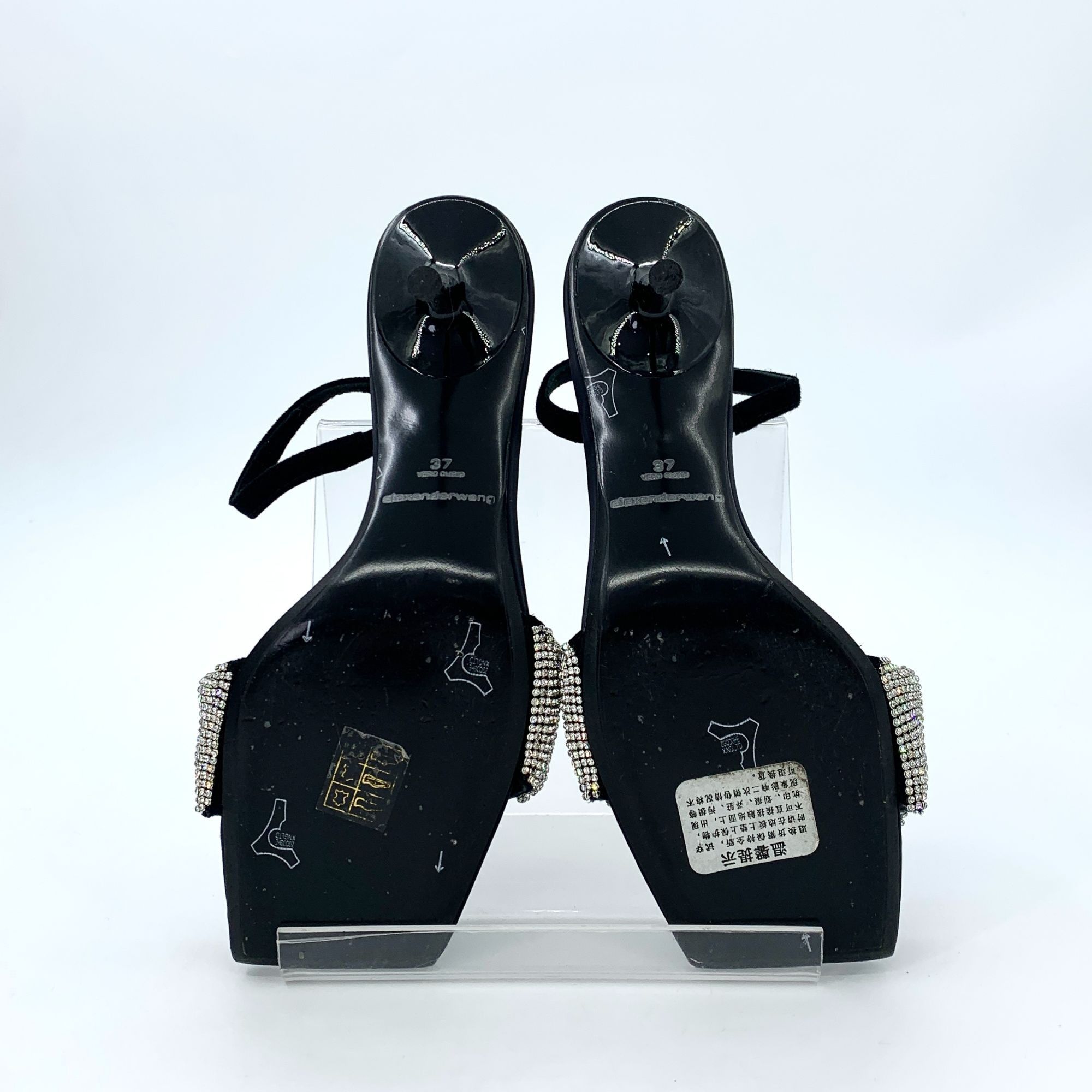 Alexander Wang Alexander Wang Satin & Rhinestone Embellished Heeled Sandals Size US 7 / IT 37 - 5 Thumbnail