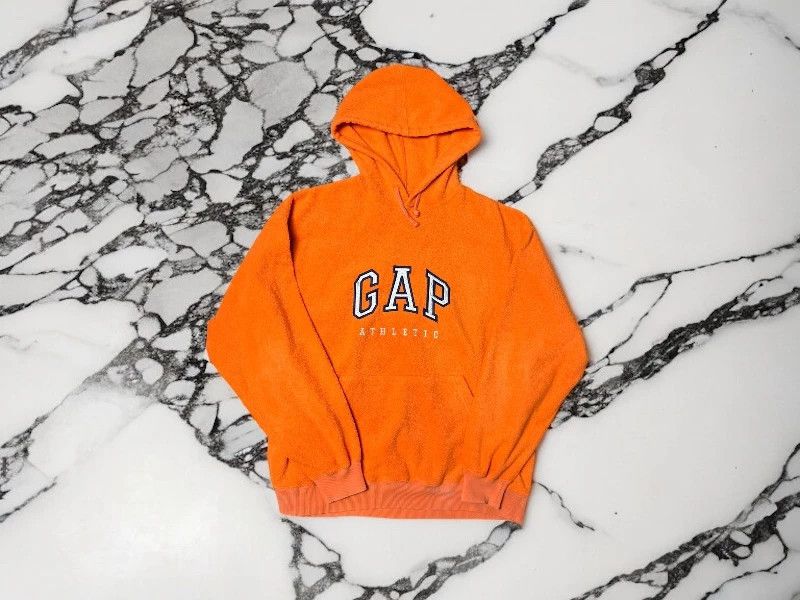 Gap × Vintage Vintage 90s Gap Athletic Orange Pro Fleece Hoodie Pullover Size US L / EU 52-54 / 3 - 1 Thumbnail