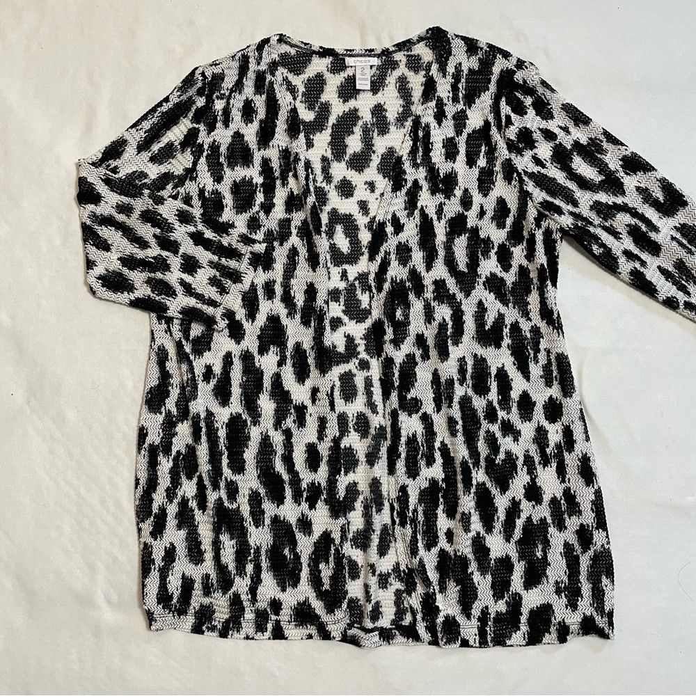 Chicos Chico's Animal Martisha Jacket Cardigan Size 2 US L Size L / US 10 / IT 46 - 8 Thumbnail