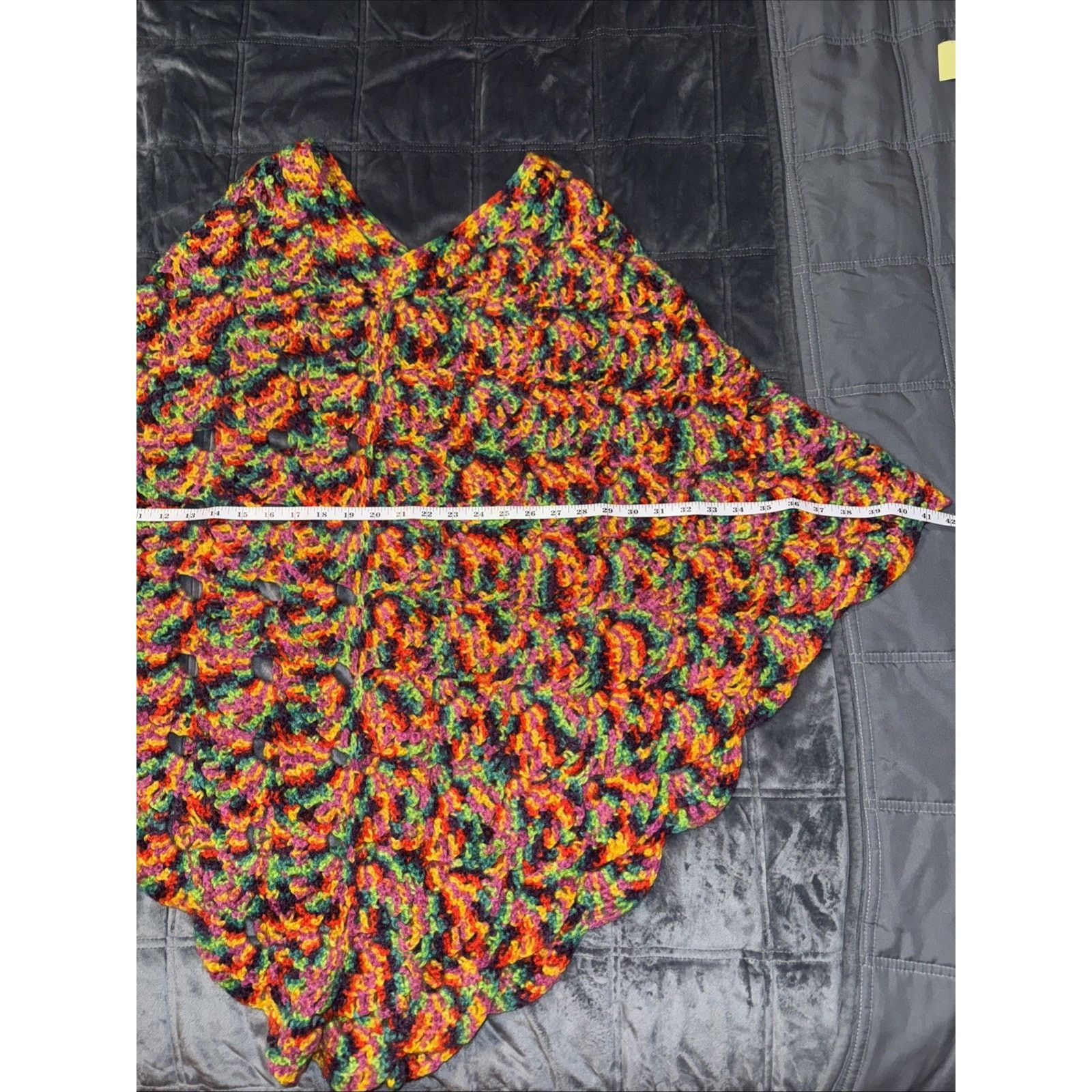 Handmade Hand crocheted poncho Multicolor Boho Fairy Hippie Festival Size ONE SIZE - 5 Thumbnail