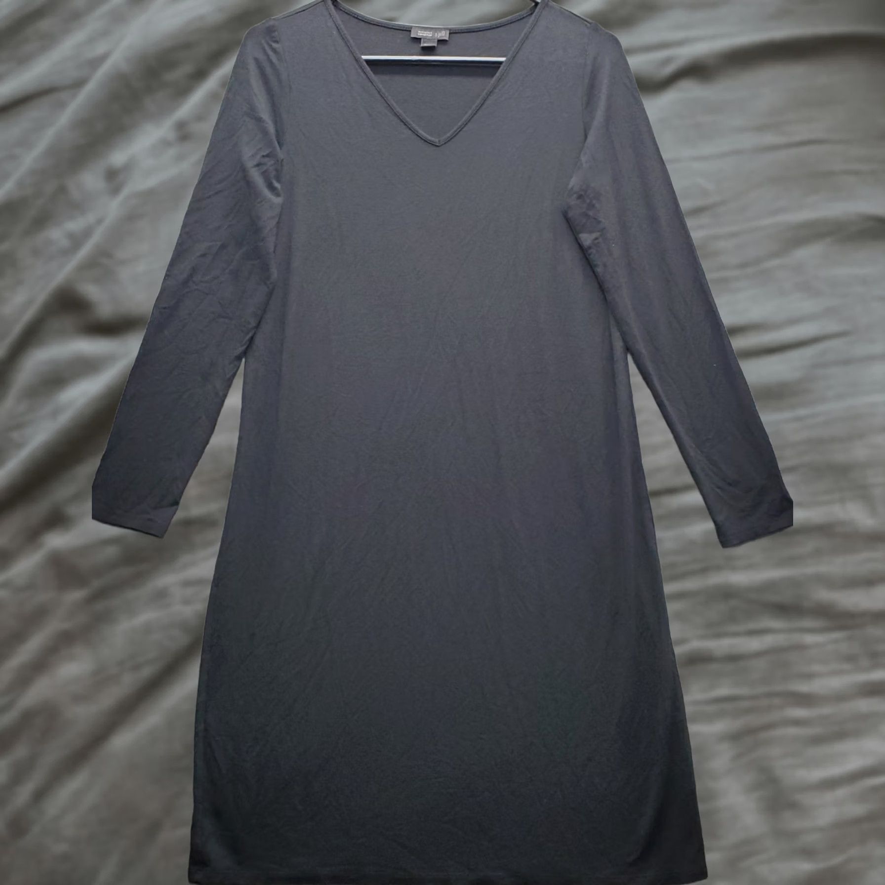 J. Jill J. Jill Wearever Collection Shift Dress Womens S Black Long Sleeve V-Neck Midi Shift Dress Women Black V-Neck Casual Sleeve Size S / US 4 / IT 40 - 1 Thumbnail