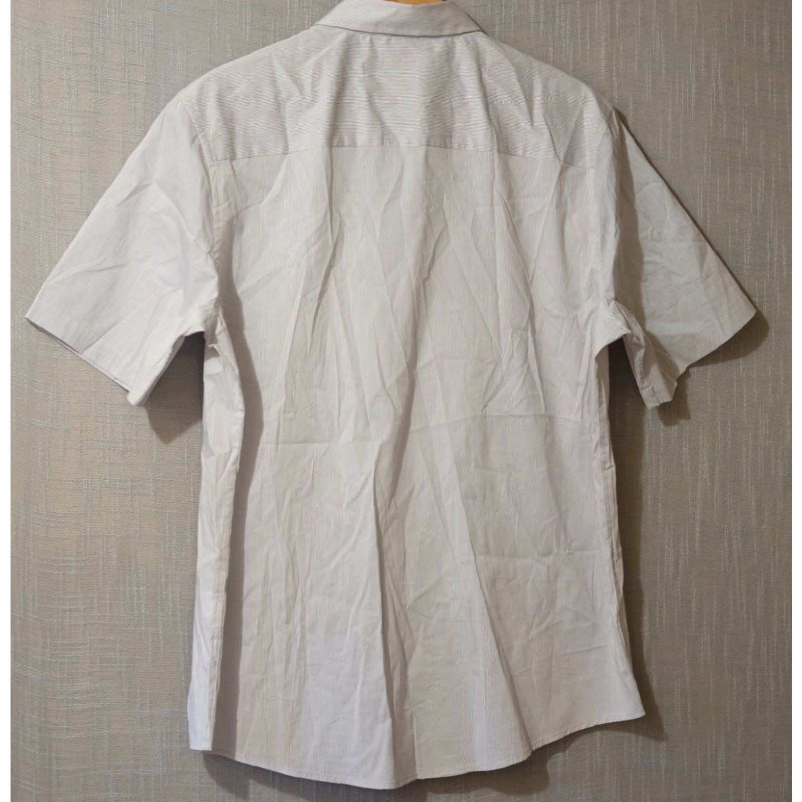Alfani Alfani Shirt Short Sleeve Button-Up Grey/White Pinstripe Men's L - Collared, Lightweight, Pockets, Stretch, 3/4 Sleeve? Size US L / EU 52-54 / 3 - 6 Thumbnail