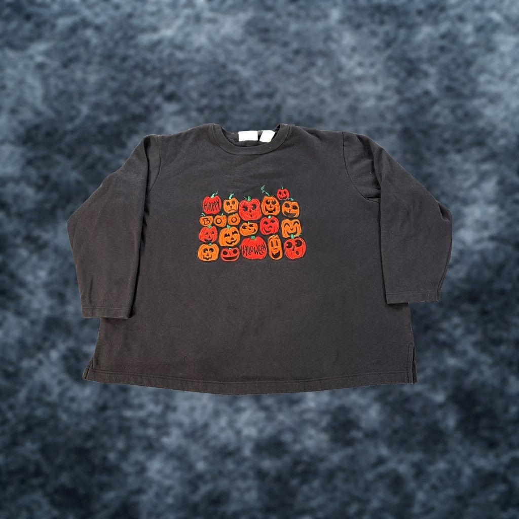 Basic Editions VINTAGE Basic Editions Sweatshirt Womens 2X Black 90s Halloween Pumpkin Pullover Crew Neck Activewear Mens Womens Girls Boys Size XXL / US 16-18 / IT 52-54 - 1 Thumbnail