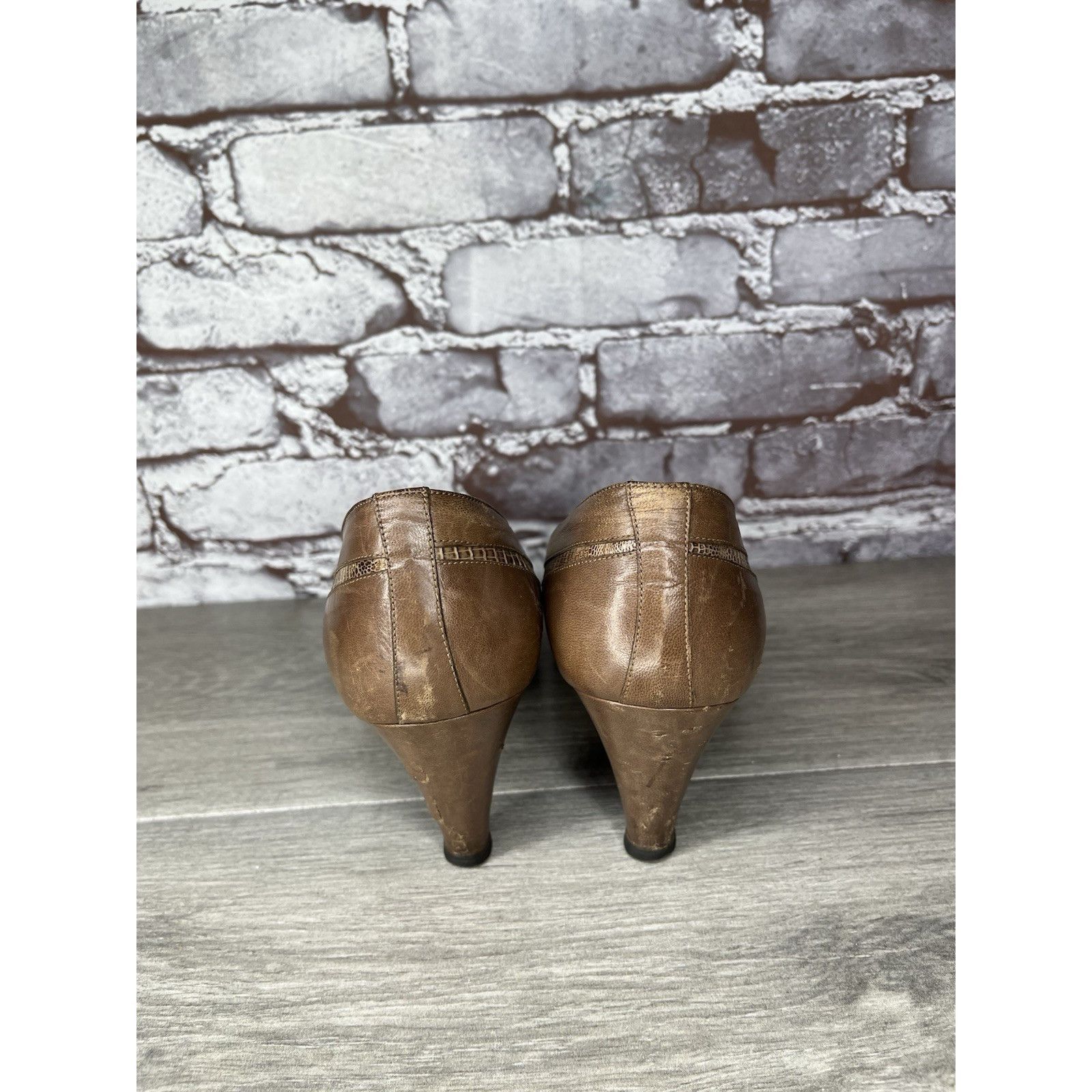 SSSR Venezia Donna Laura Venezia Brown Leather Lizard Embossed Cap Toe Dr Size US 9 / IT 39 - 19 Thumbnail